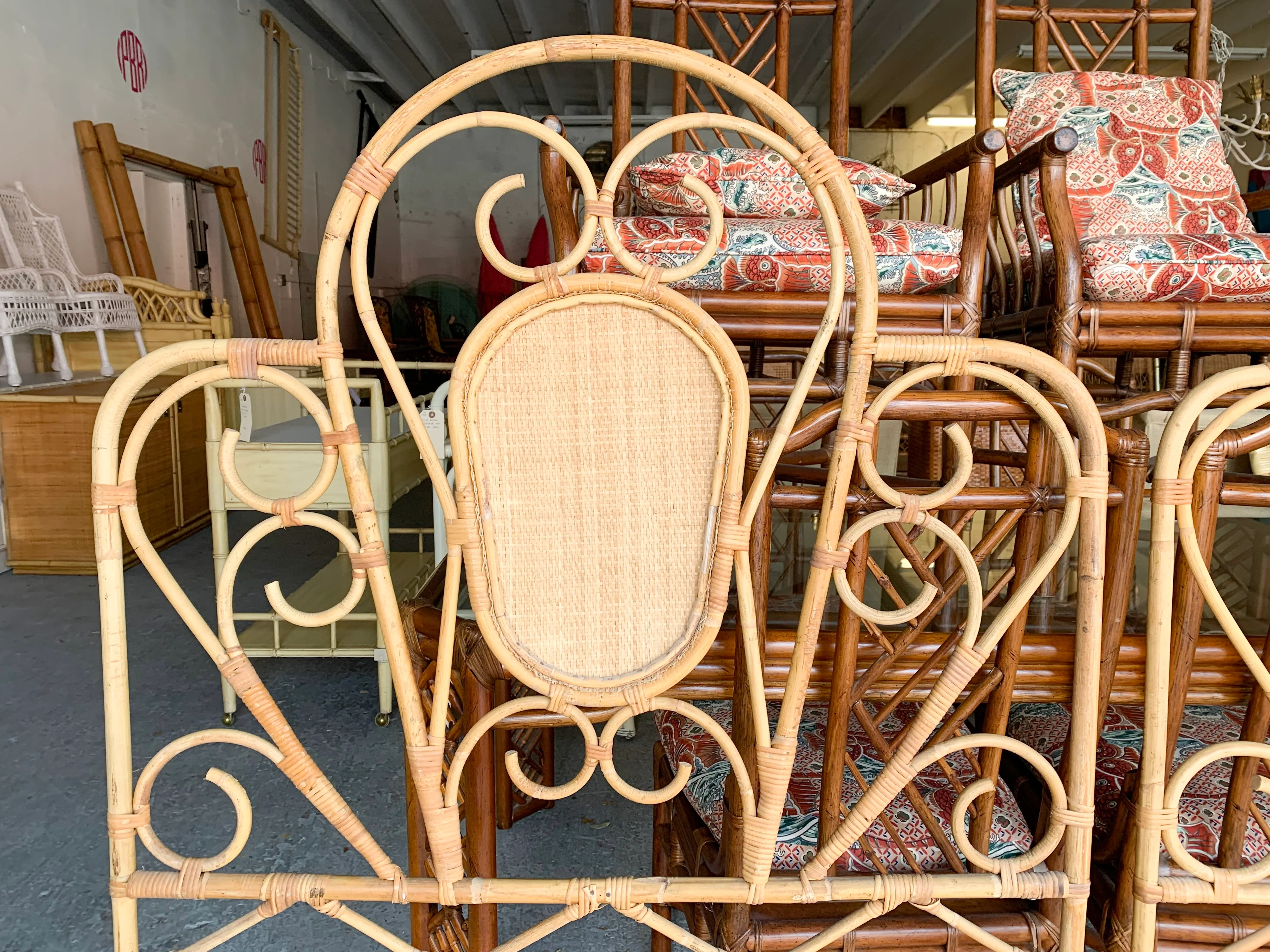 Pair of Cute and Curvy Twin Rattan Headboards - Image 2