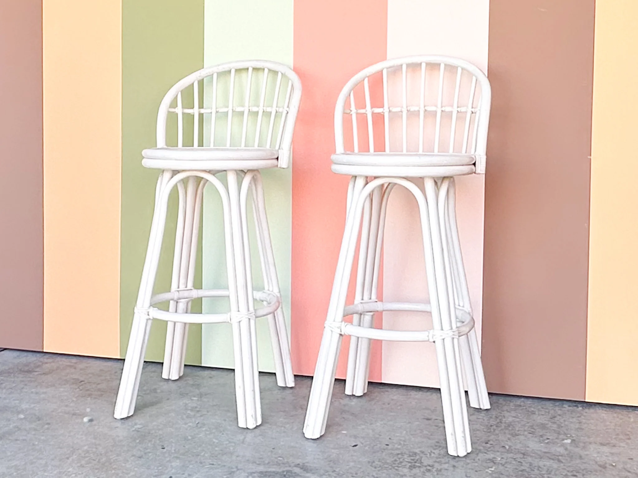 Pair of Cute Coastal Rattan Bar Stools - Image 4