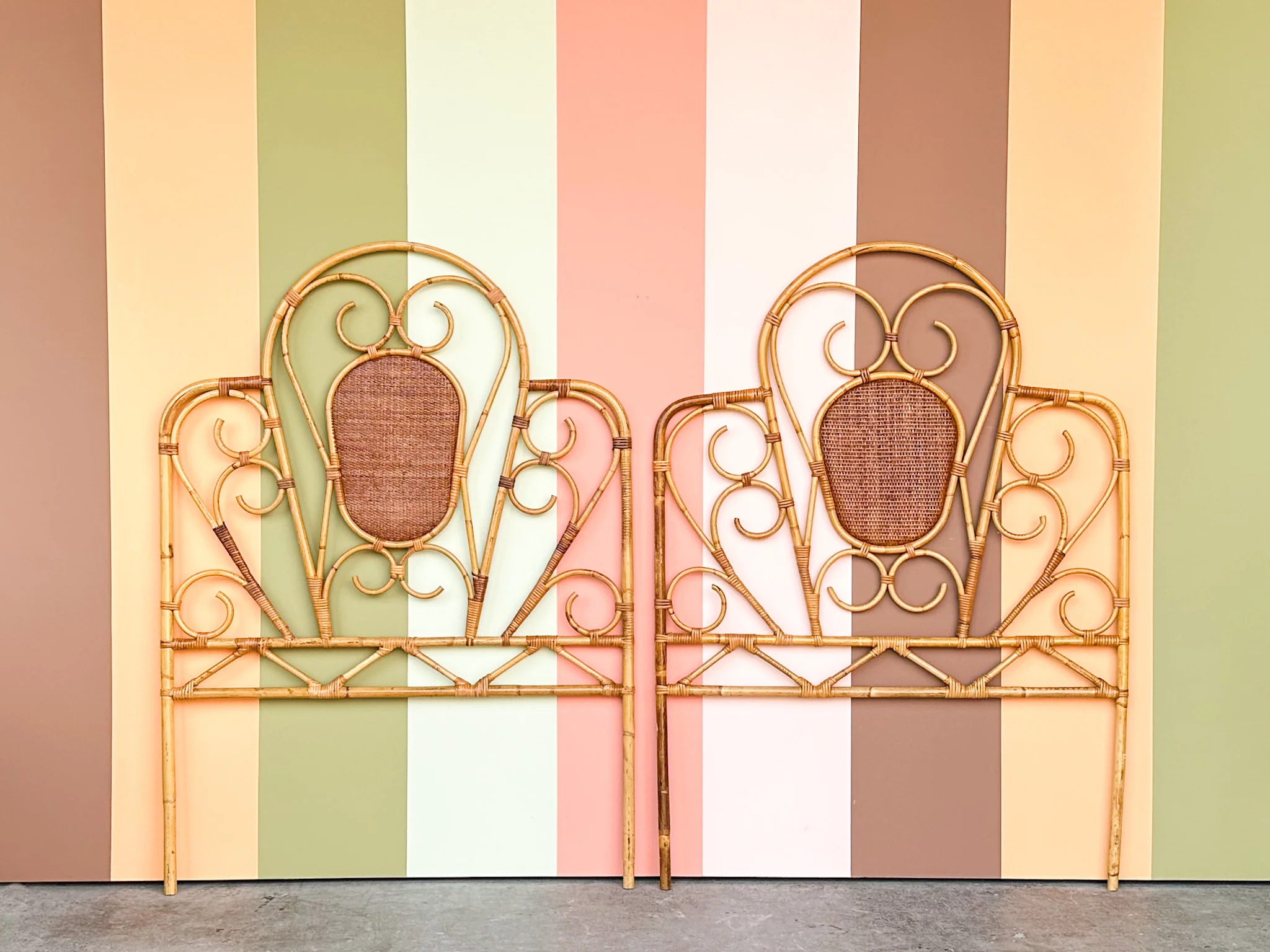 Pair of Cute Rattan Twin Headboards - Image 2