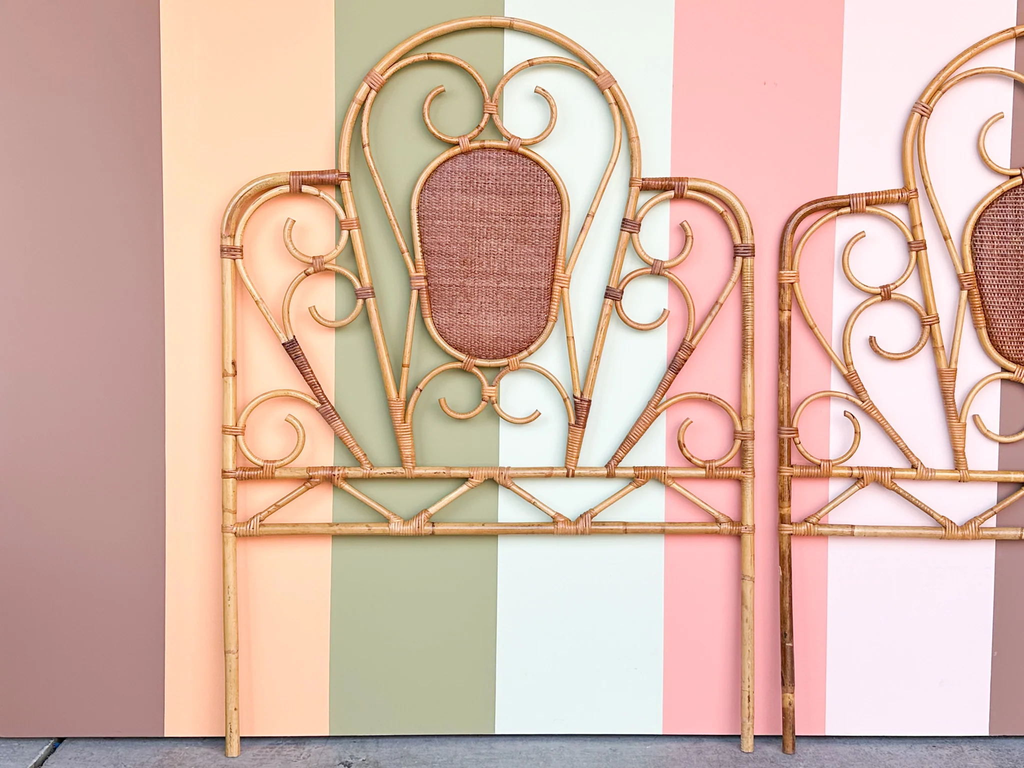 Pair of Cute Rattan Twin Headboards - Image 3