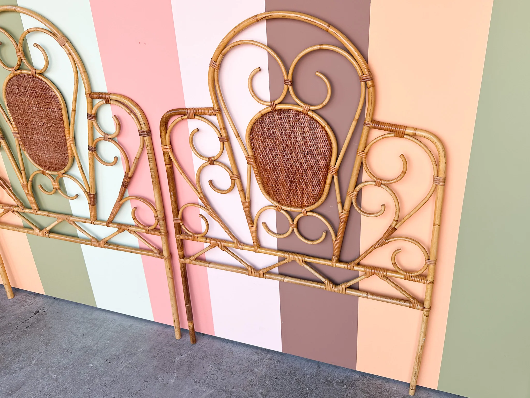 Pair of Cute Rattan Twin Headboards - Image 7