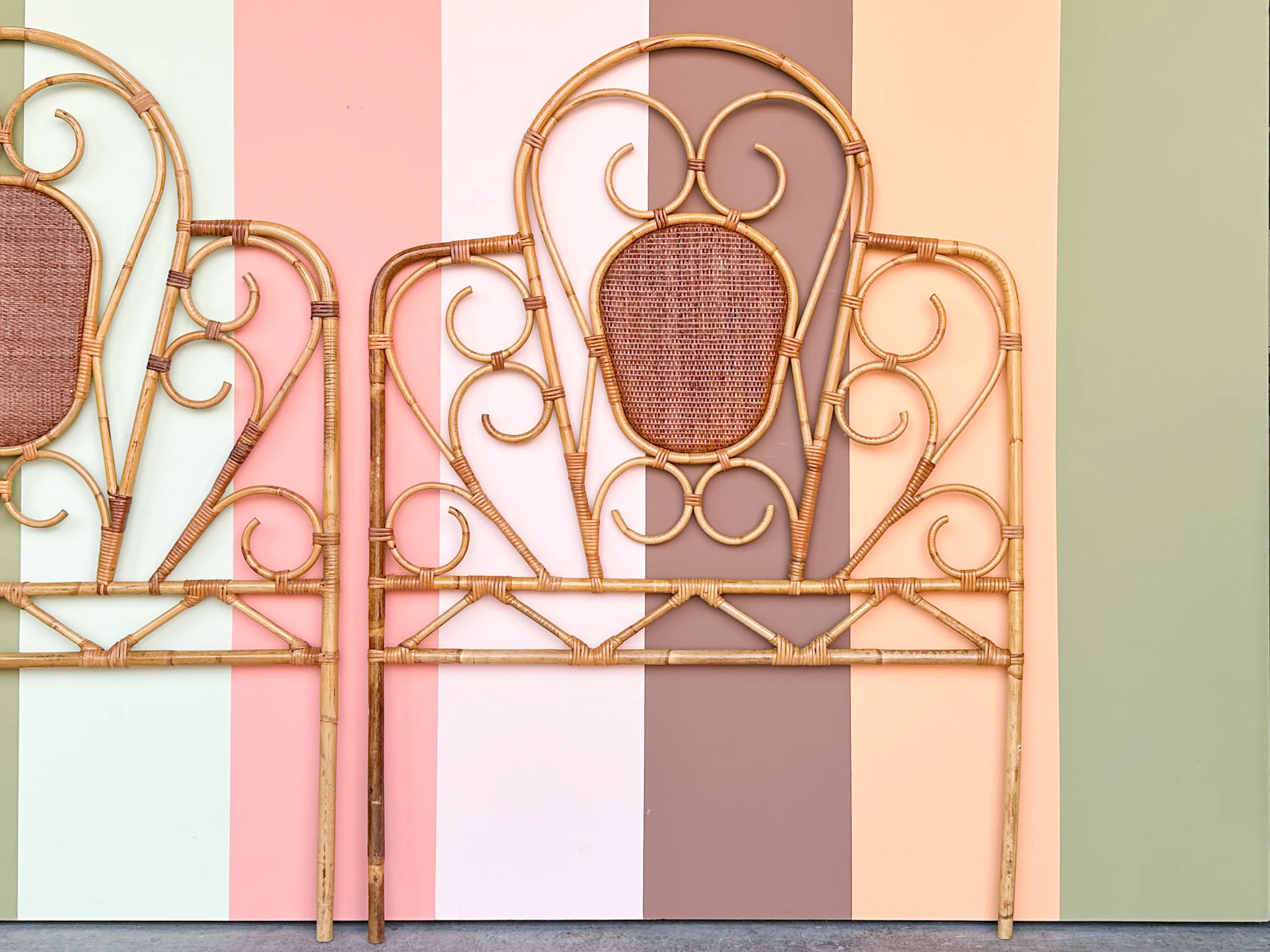 Pair of Cute Rattan Twin Headboards - Image 8