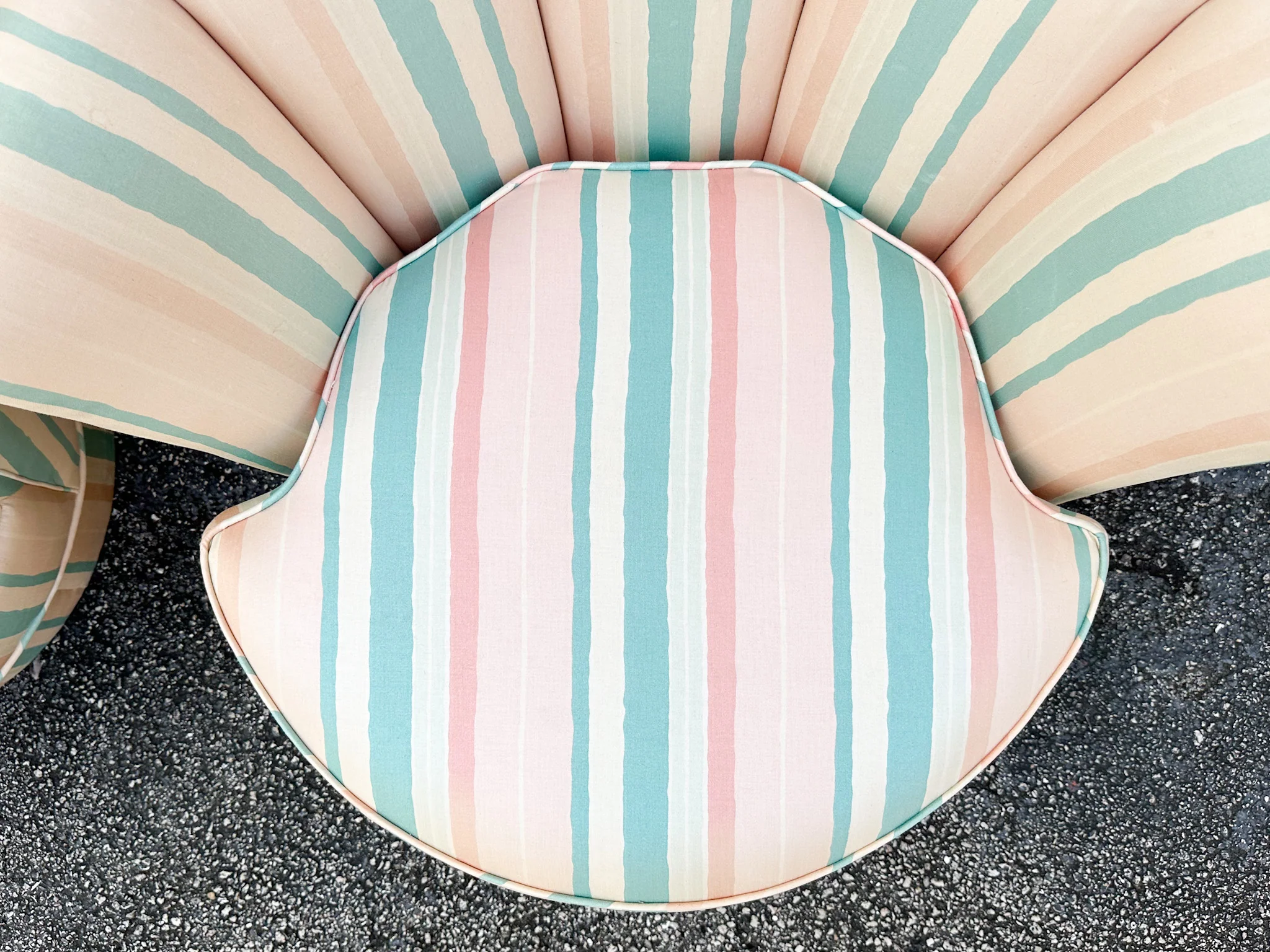 Pair of Cute Striped Upholstered Swivel Chairs - Image 12