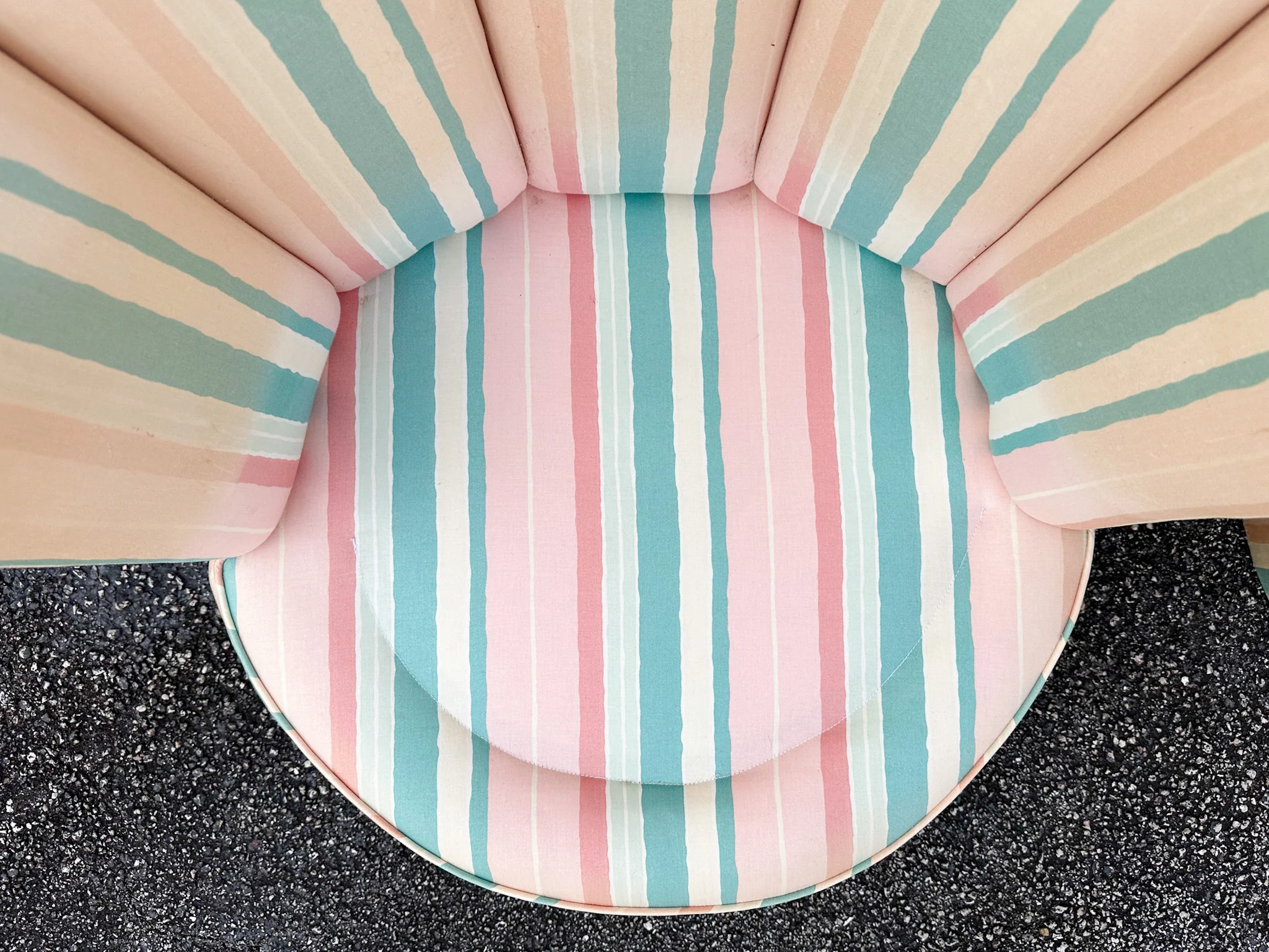 Pair of Cute Striped Upholstered Swivel Chairs - Image 8