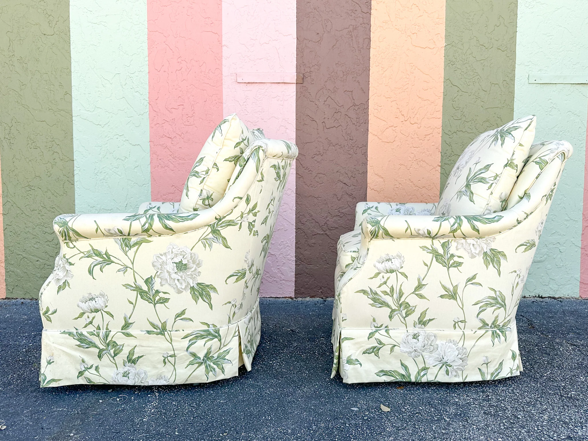 Pair of Cute Upholstered Swivel Chairs - Image 10