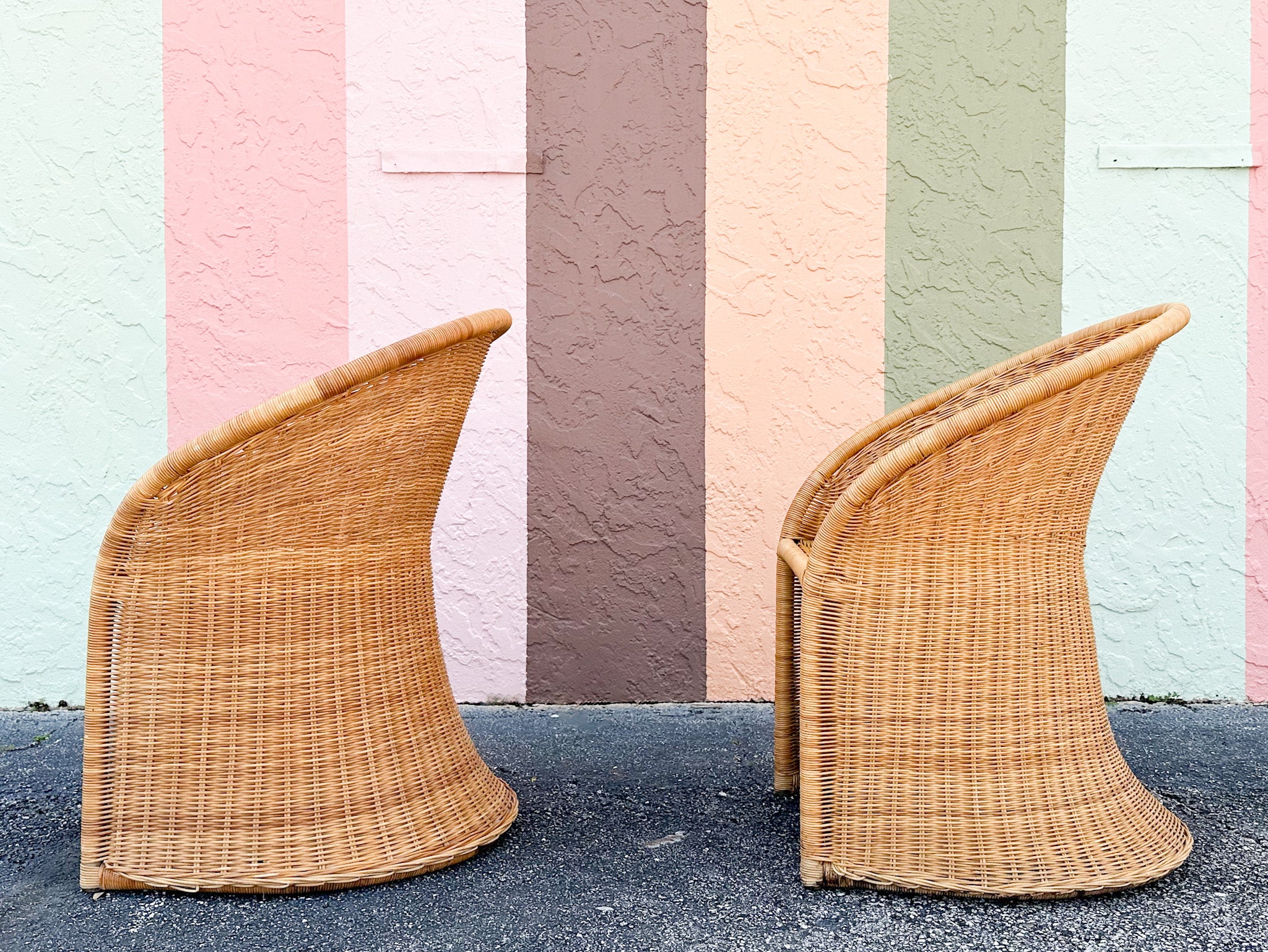 Pair of Cute Wicker Barrel Chairs - Image 7