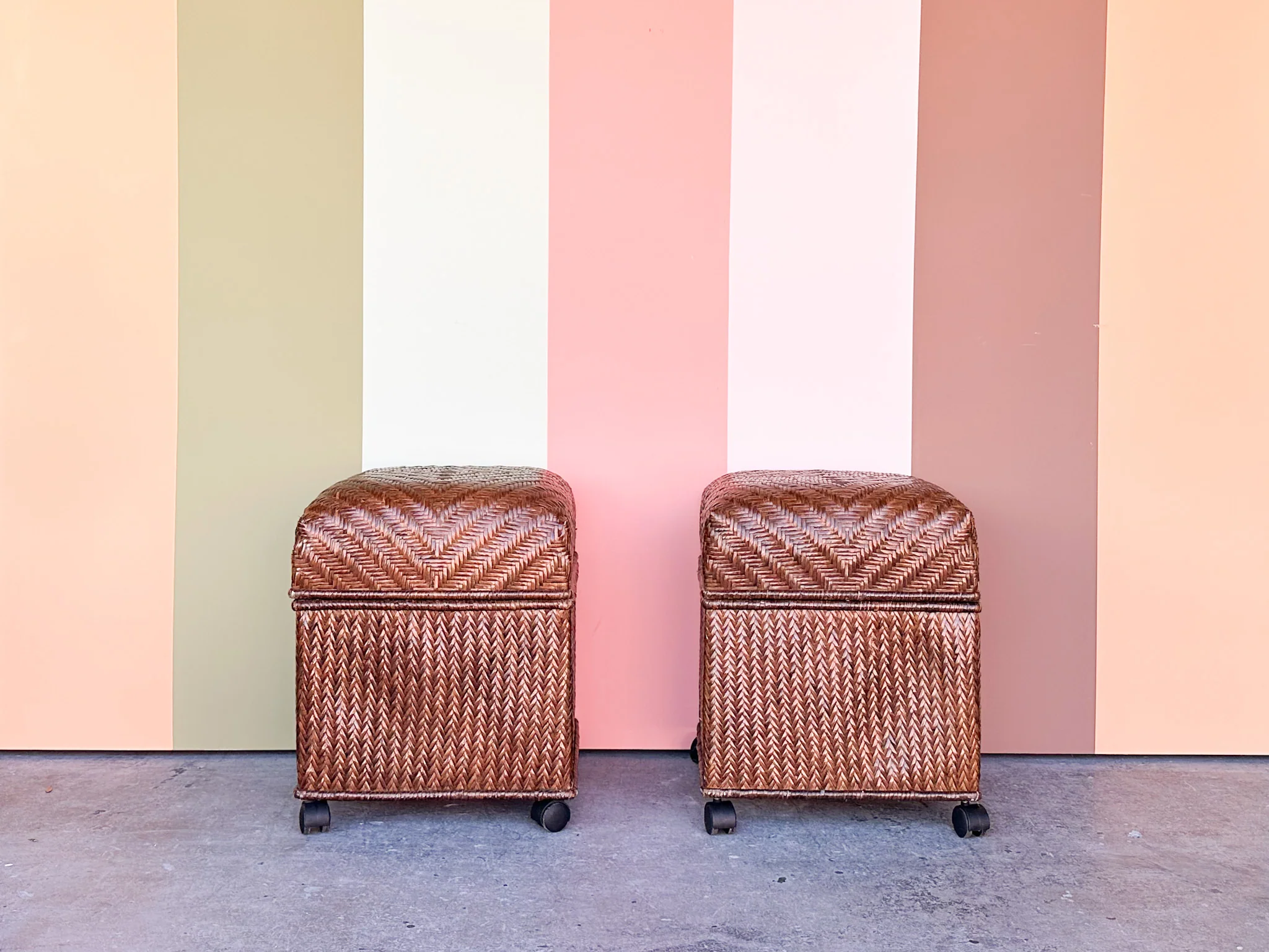 Pair of Cute Woven Storage Stools - Image 2