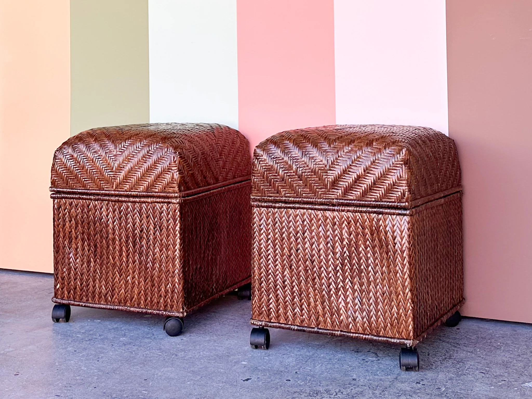 Pair of Cute Woven Storage Stools - Image 3