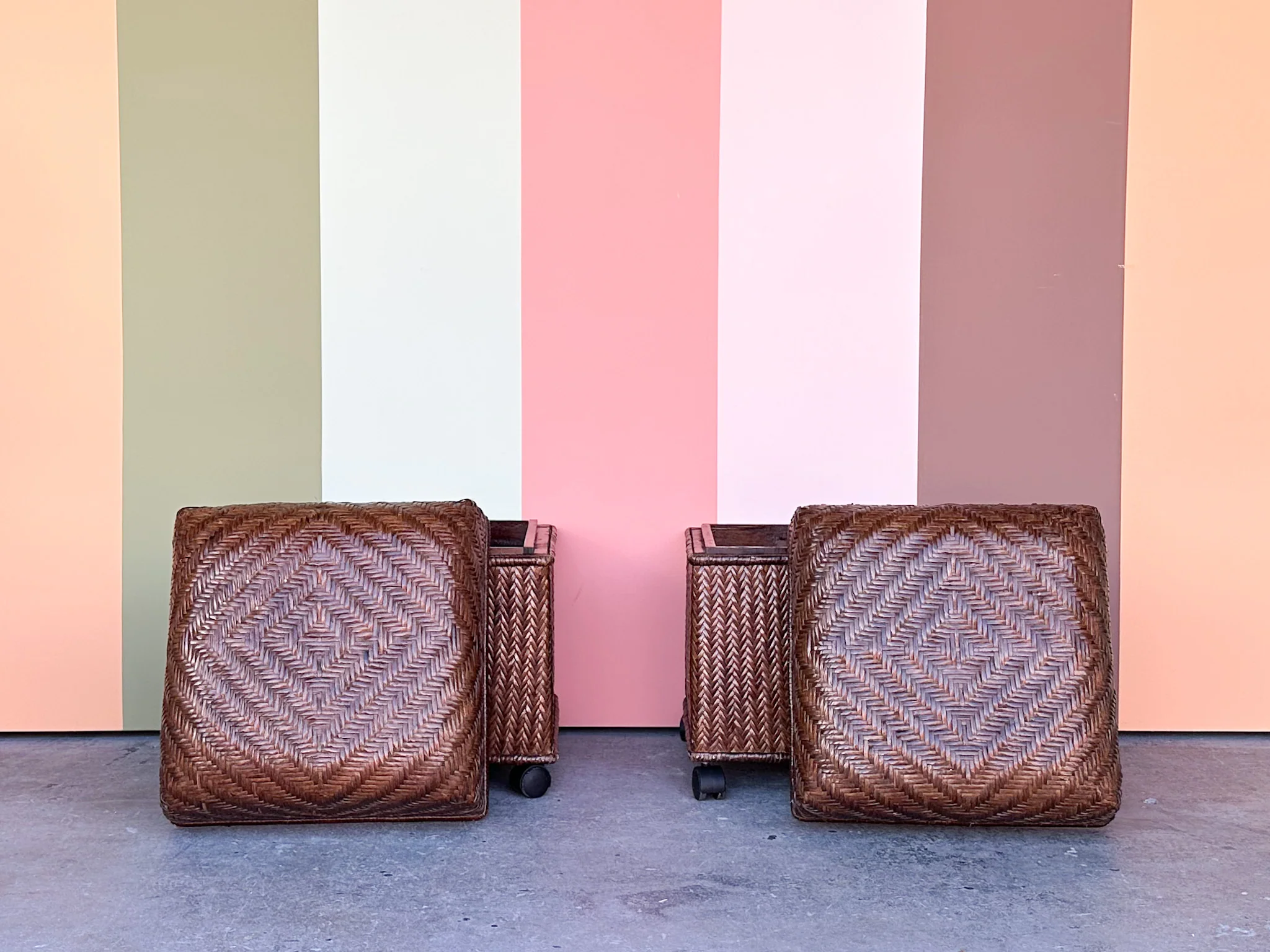 Pair of Cute Woven Storage Stools - Image 8