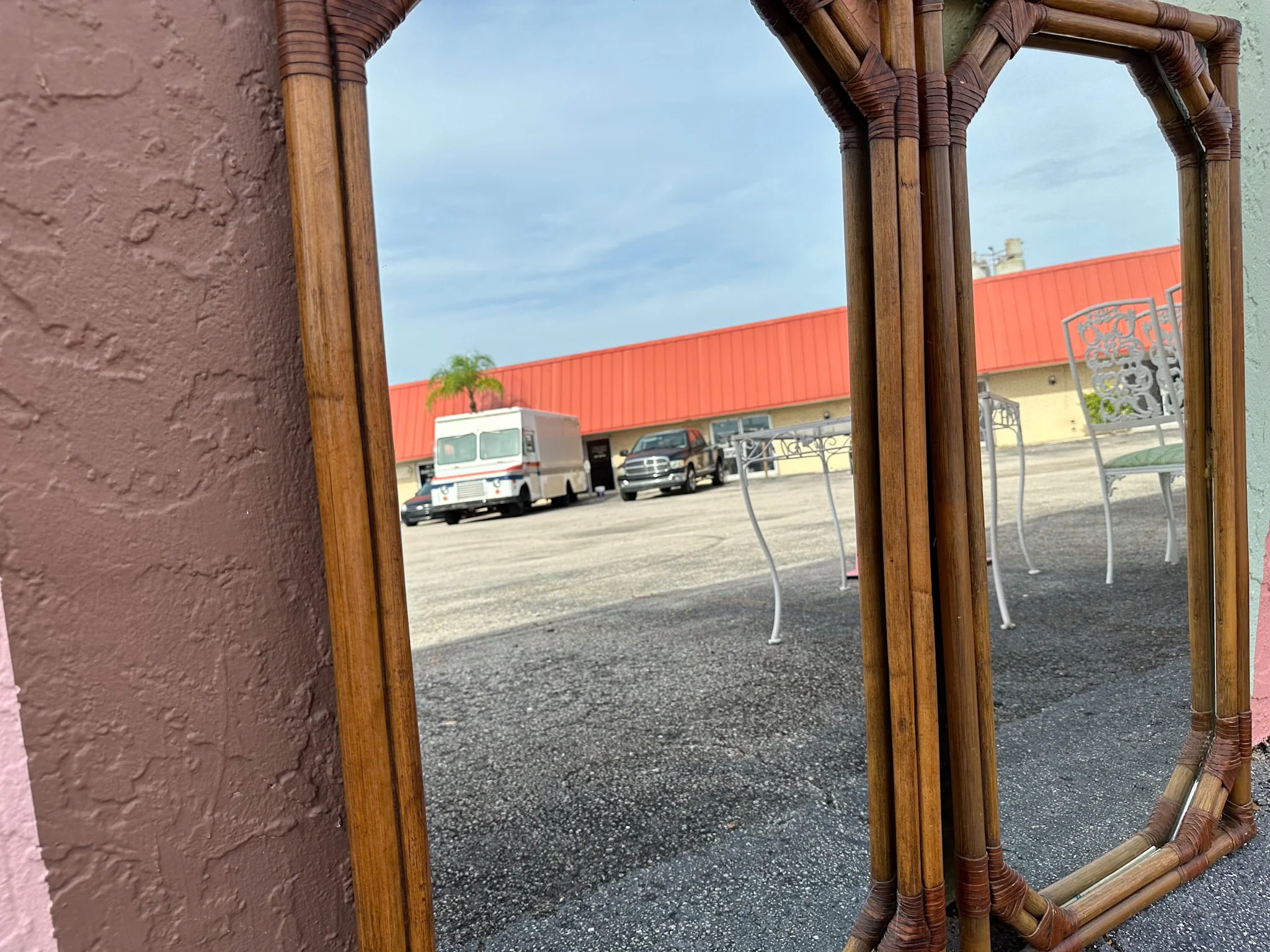 Pair of Drexel Rattan Mirrors - Image 7