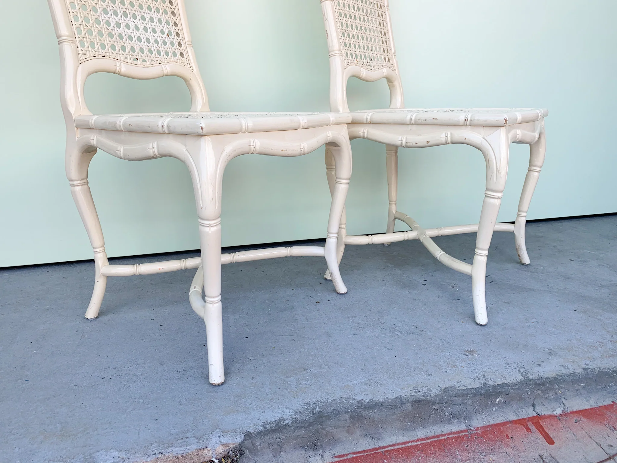 Pair of Faux Bamboo and Cane Chairs - Image 5