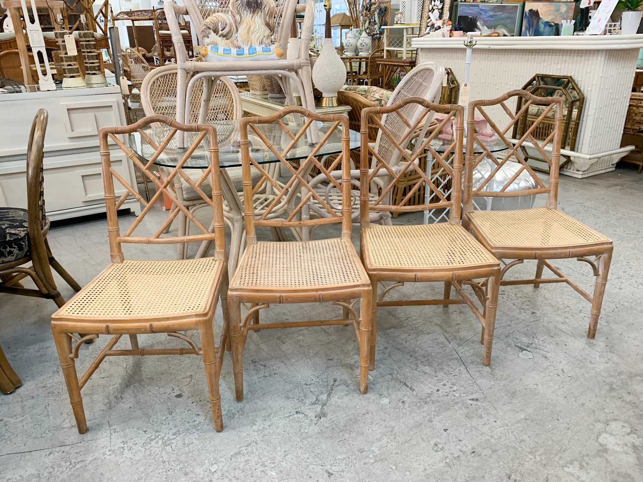 Pair of Faux Bamboo and Cane Chairs - Image 2