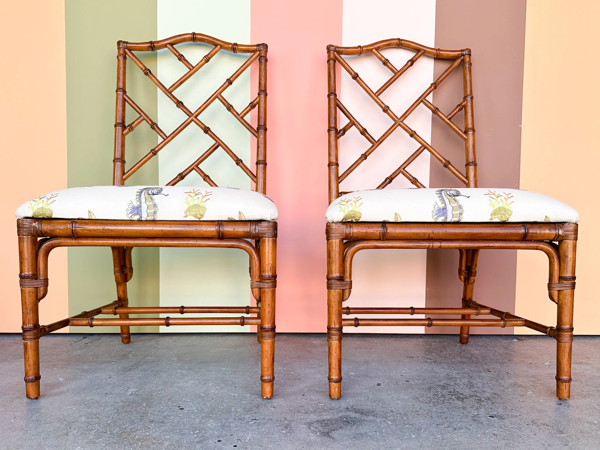Pair of Faux Bamboo Chippendale Chairs - Image 3