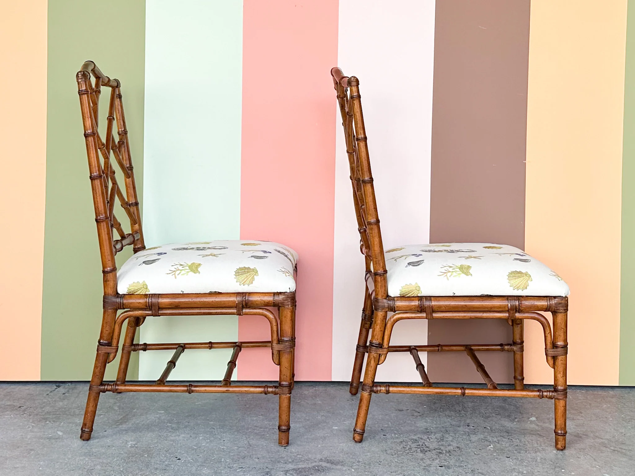 Pair of Faux Bamboo Chippendale Chairs - Image 5