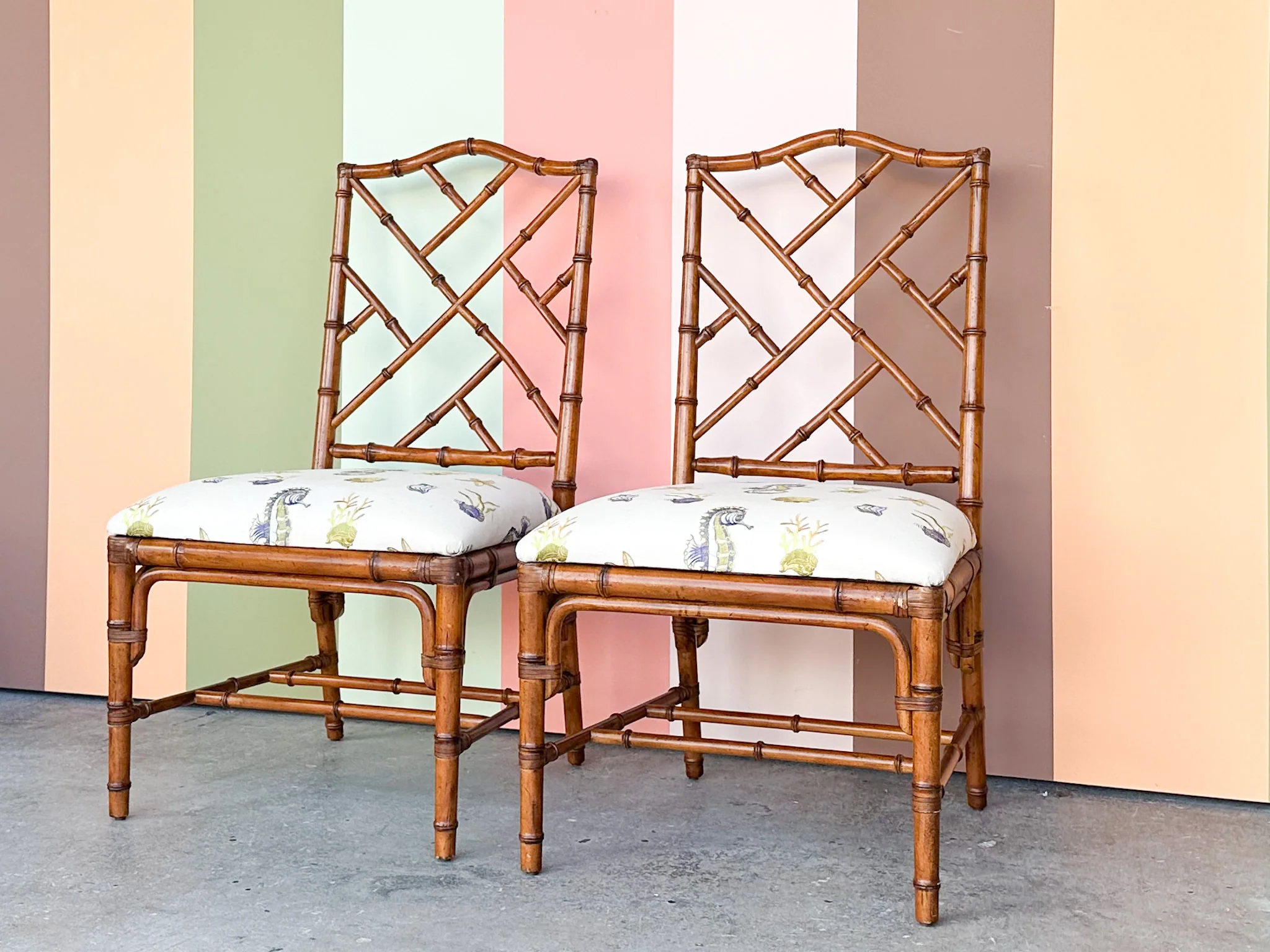 Pair of Faux Bamboo Chippendale Chairs - Image 6
