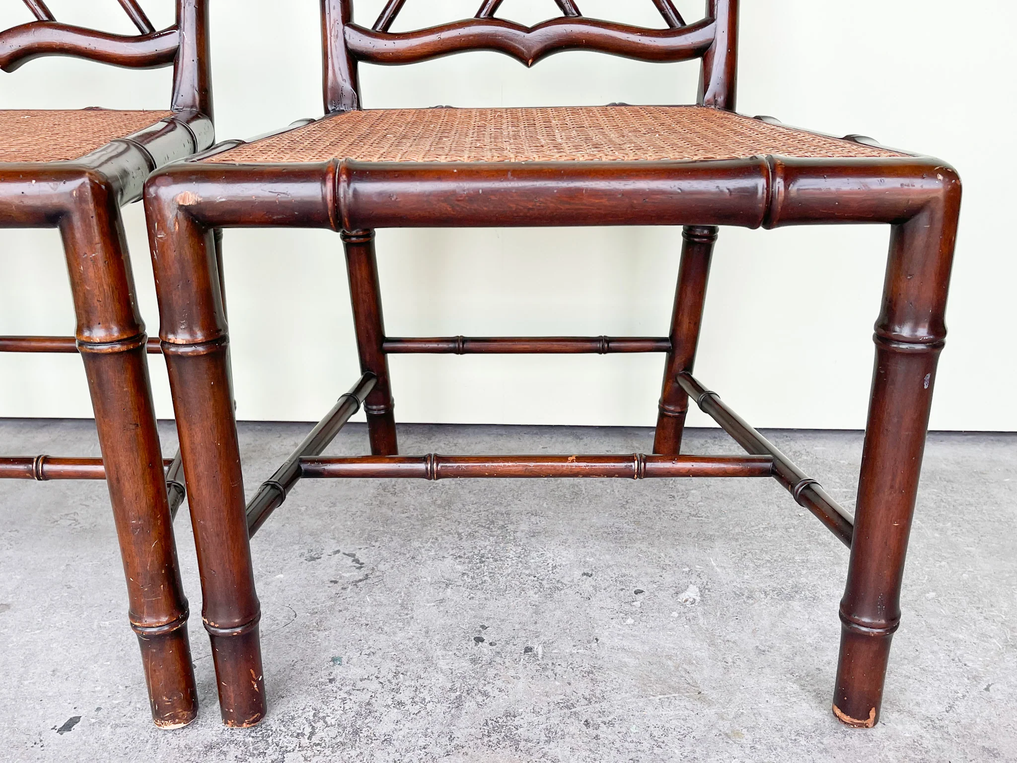 Pair of Faux Bamboo Chippendale Chairs - Image 8