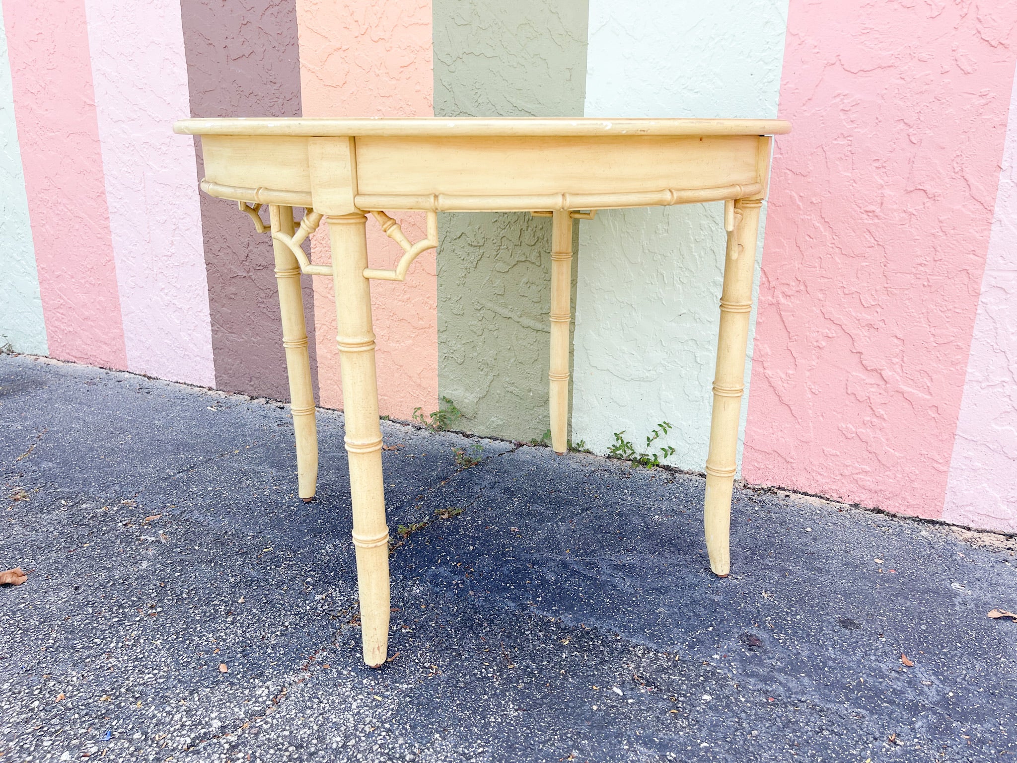 Pair of Faux Bamboo Demilunes - Image 6