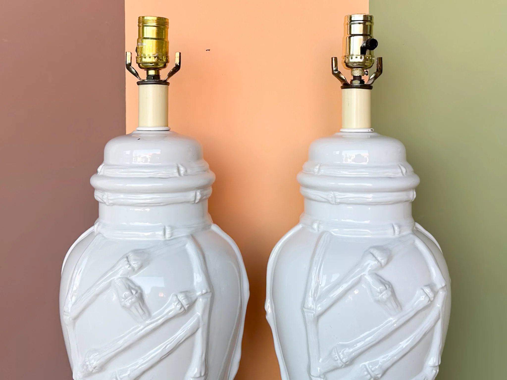 Pair of Faux Bamboo Lamps - Image 3