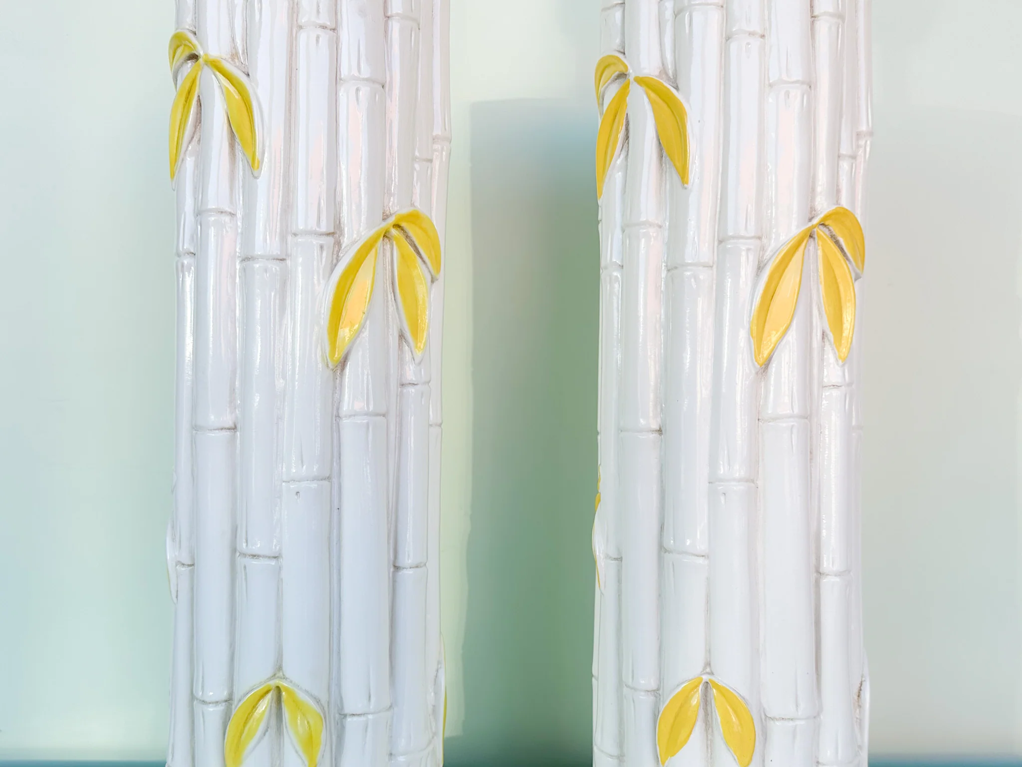 Pair of Faux Bamboo Leaf Lamps - Image 3