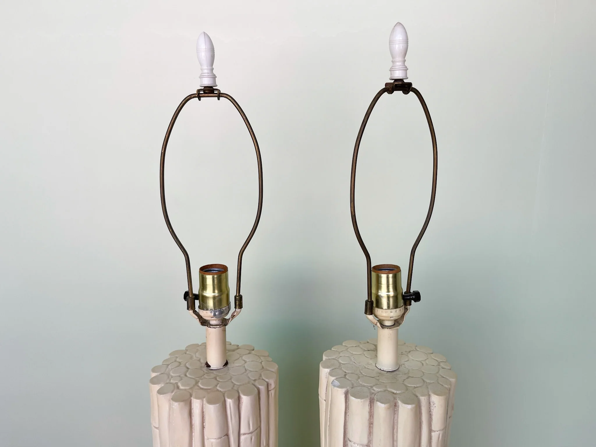 Pair of Faux Bamboo Leaf Lamps - Image 3