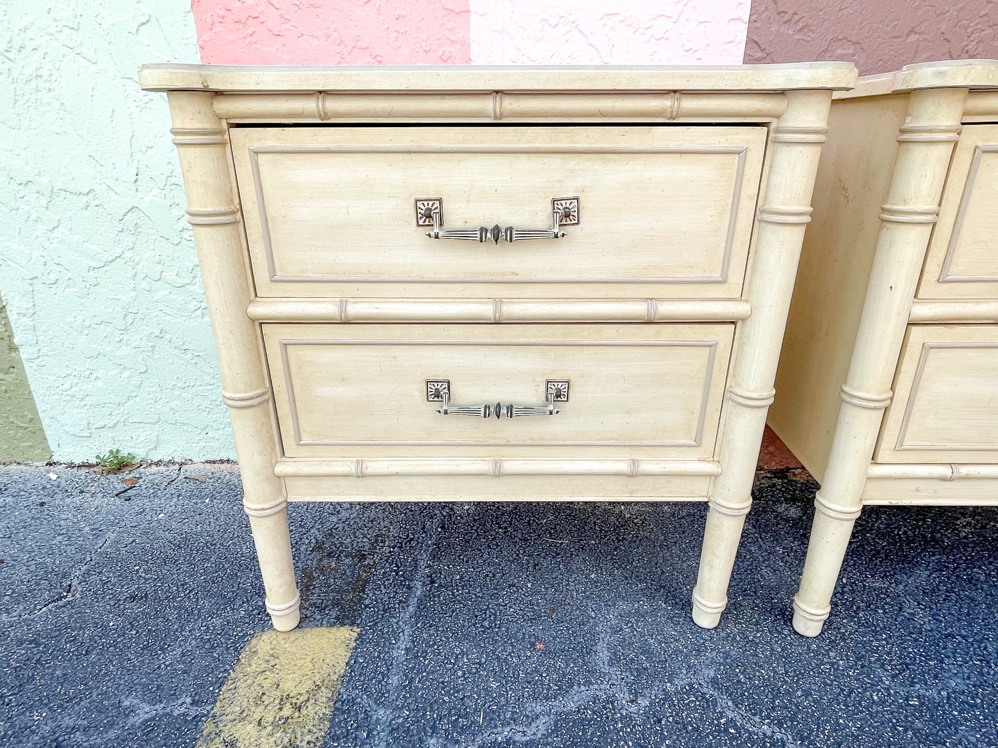 Pair of Faux Bamboo Nightstands - Image 3
