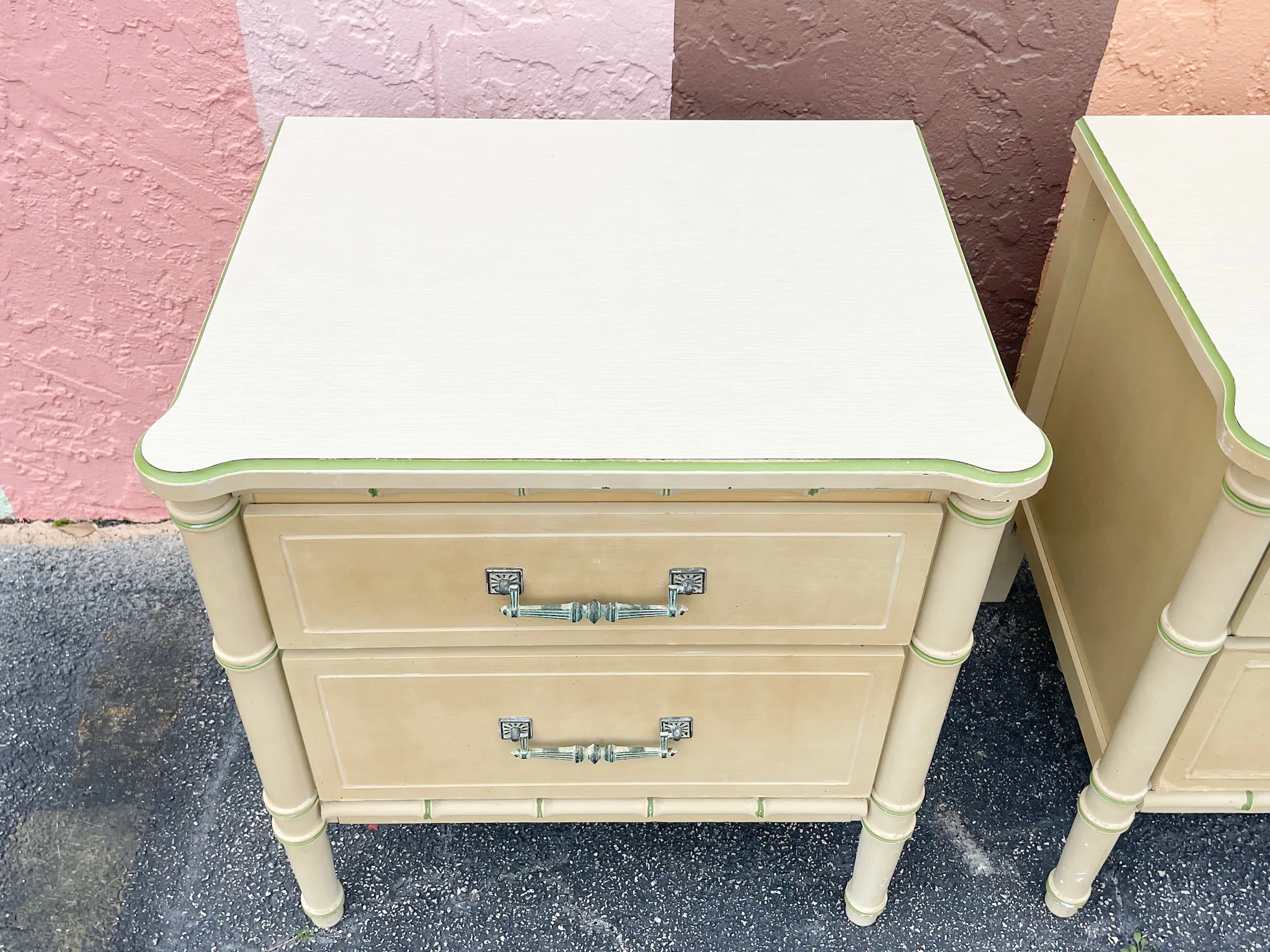 Pair of Faux Bamboo Nightstands - Image 4