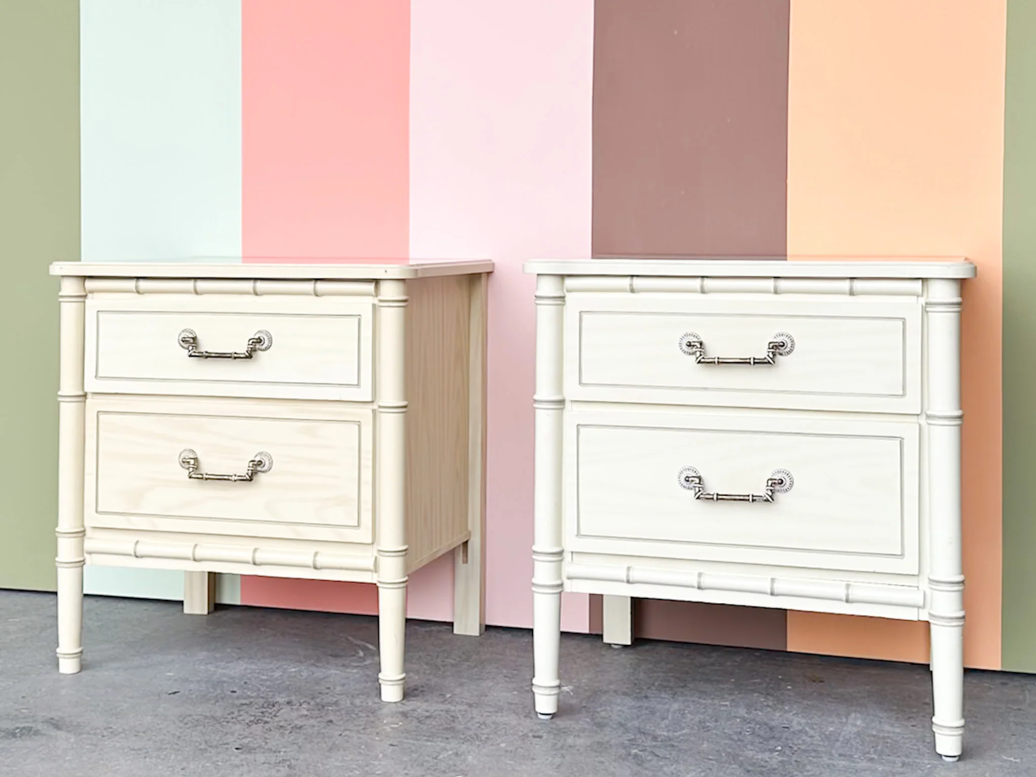Pair of Faux Bamboo Nightstands - Image 2