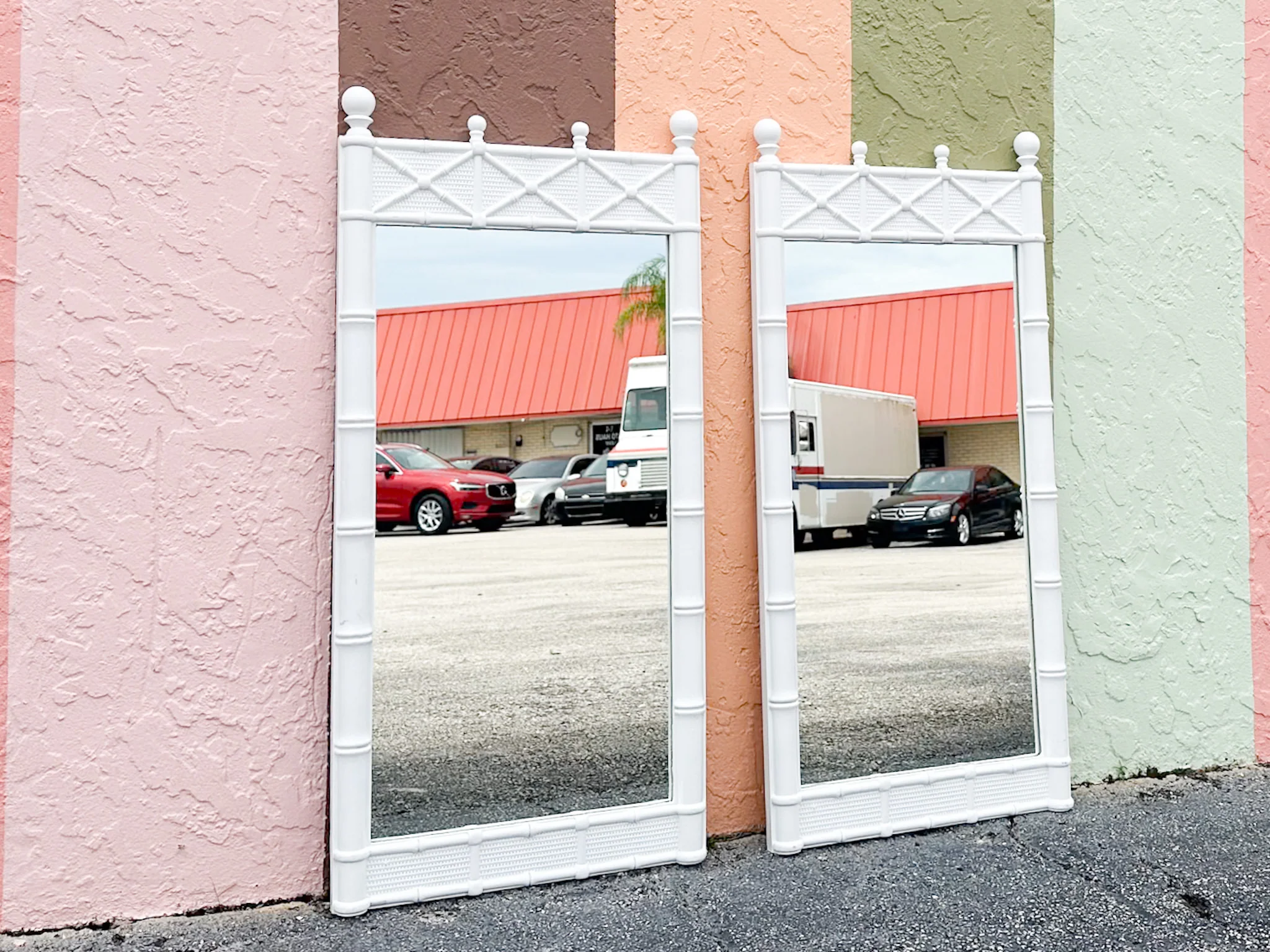 Pair of Faux Bamboo Omega Mirrors - Image 5