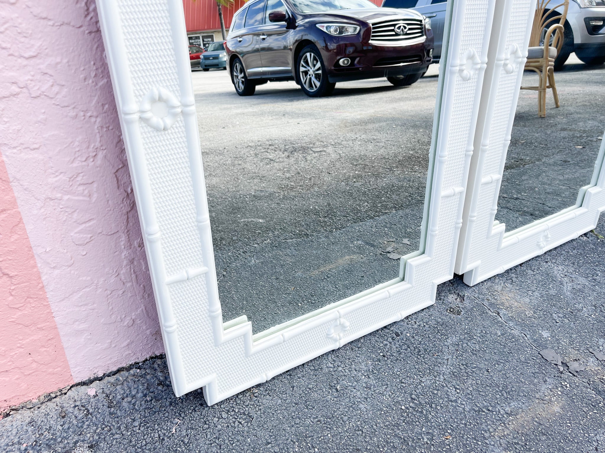 Pair of Faux Bamboo Omega Mirrors - Image 3