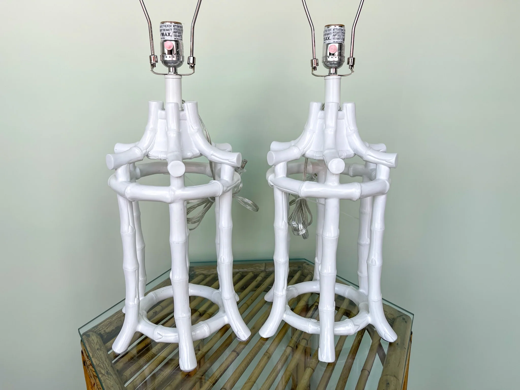 Pair of Faux Bamboo Pagoda Lamps - Image 2