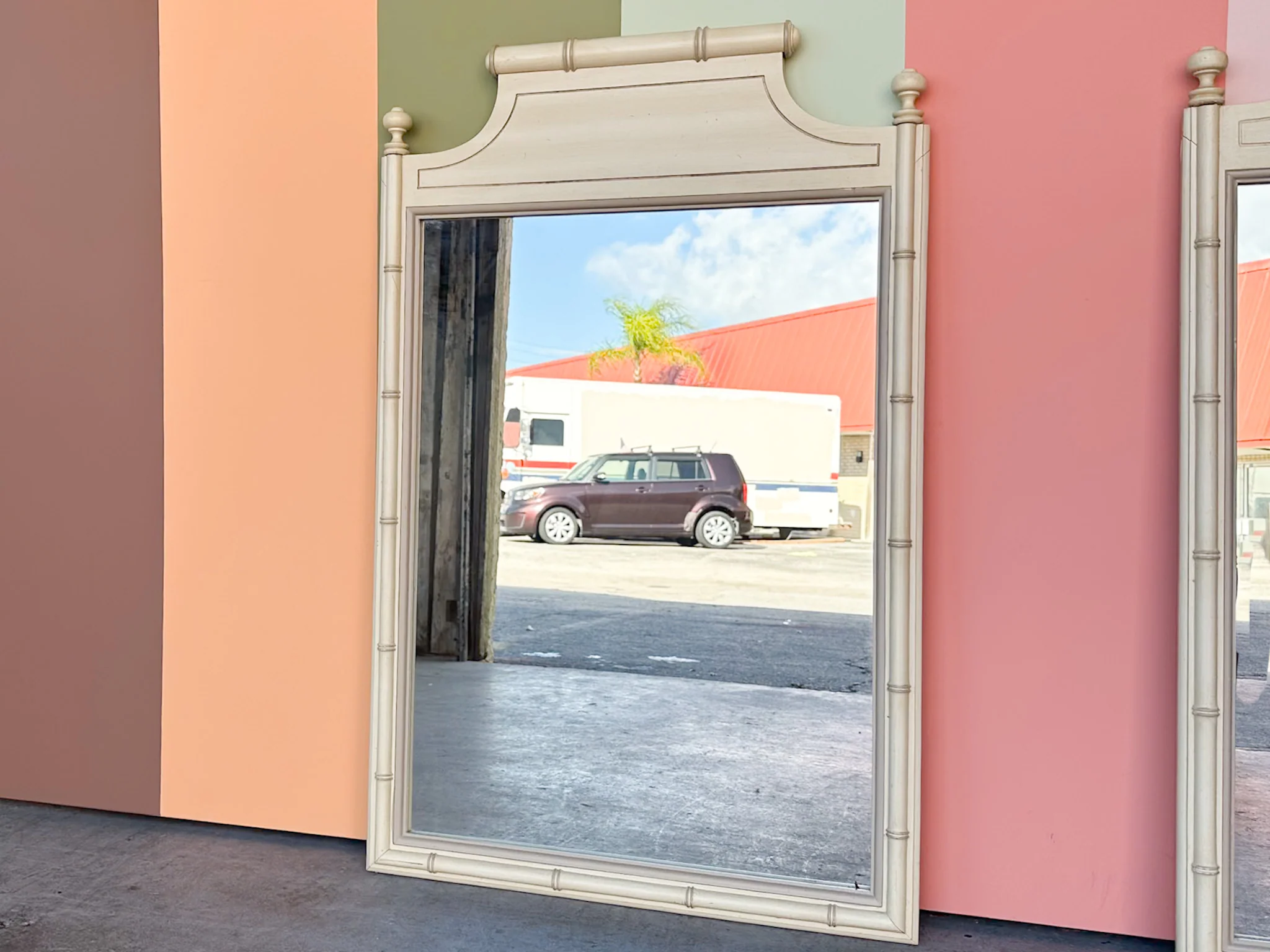 Pair of Faux Bamboo Pagoda Mirrors - Image 4