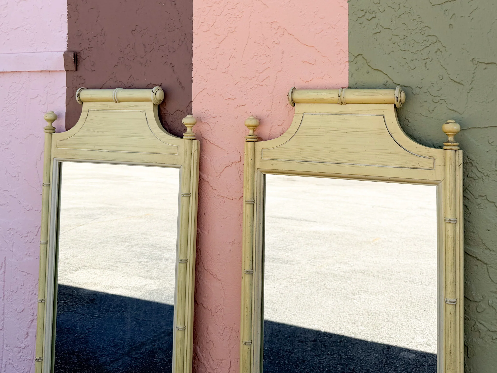 Pair of Faux Bamboo Pagoda Mirrors - Image 2