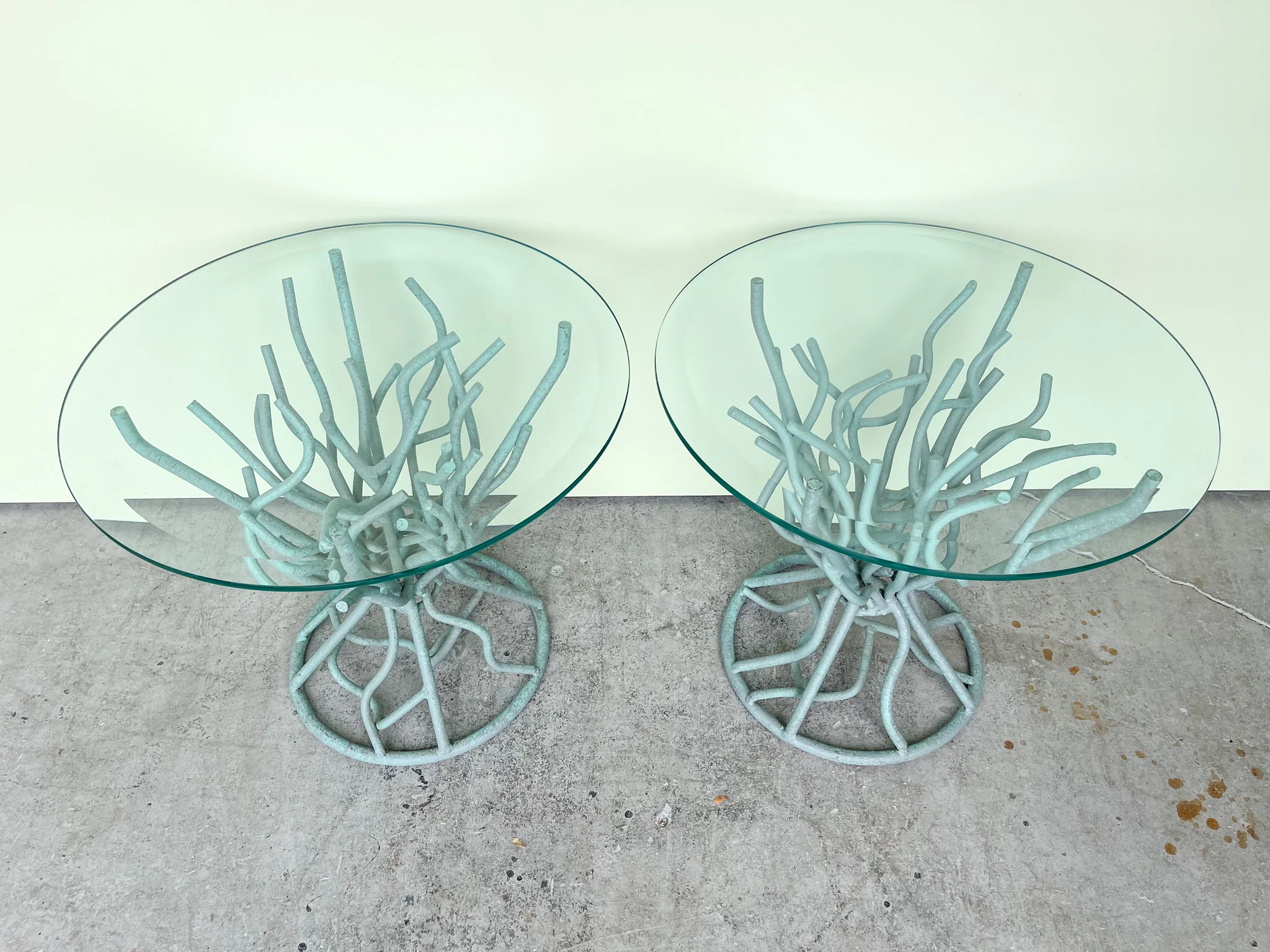 Pair of Faux Coral Iron Side Tables - Image 3
