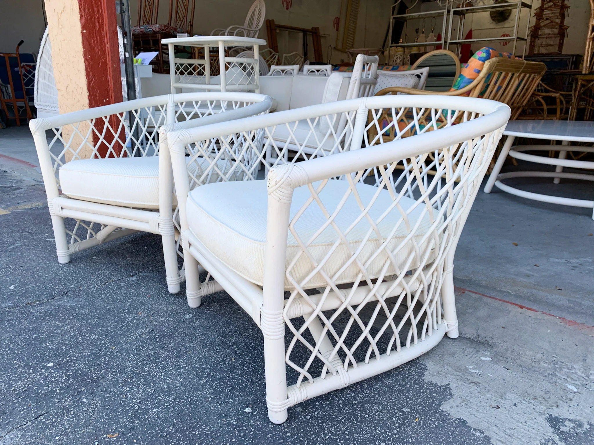 Pair of Ficks Reed Diamond Back Lounge Chairs - Image 2