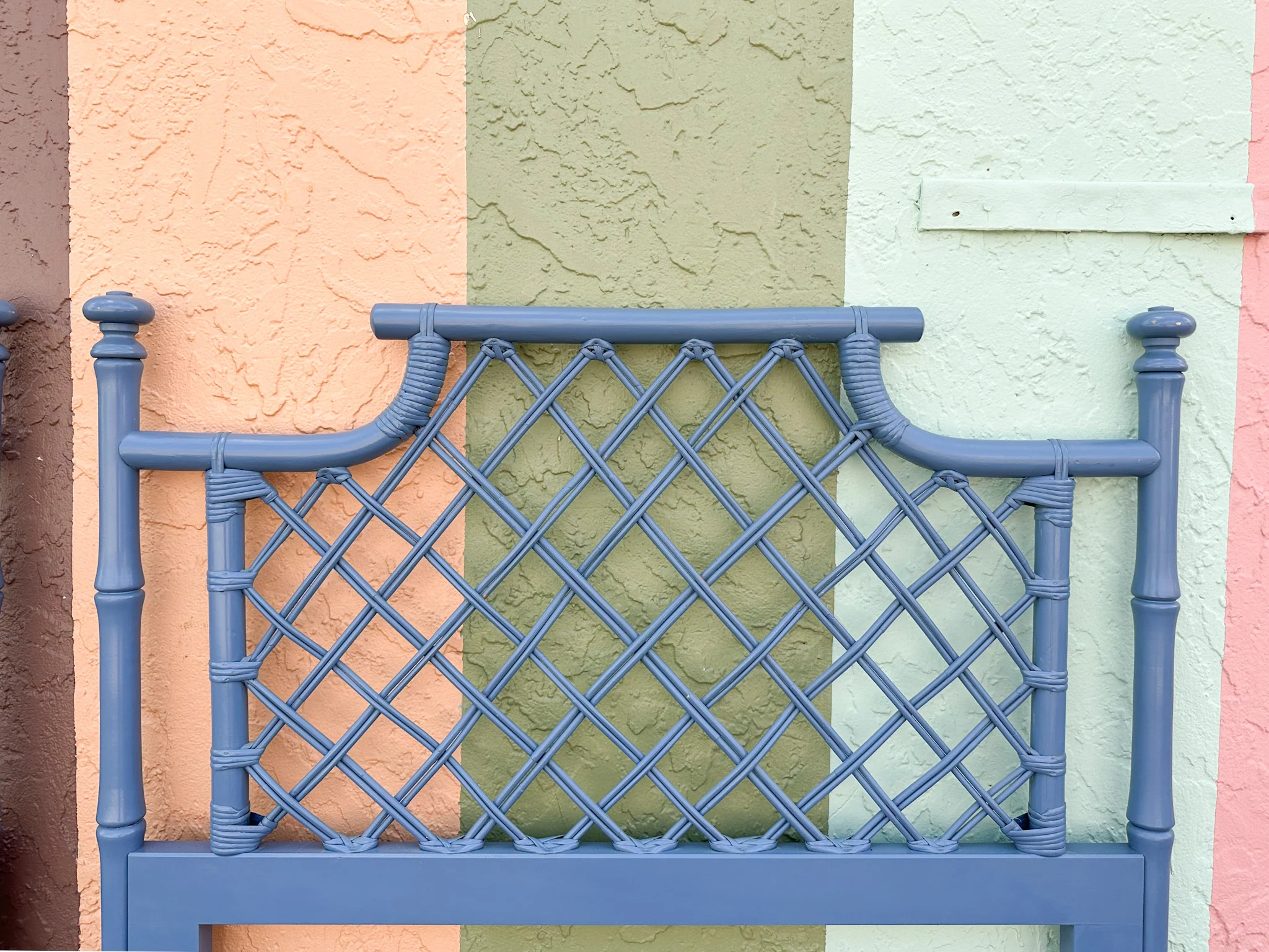 Pair of Cornflower Blue Ficks Reed Pagoda Twin Headboards - Image 5