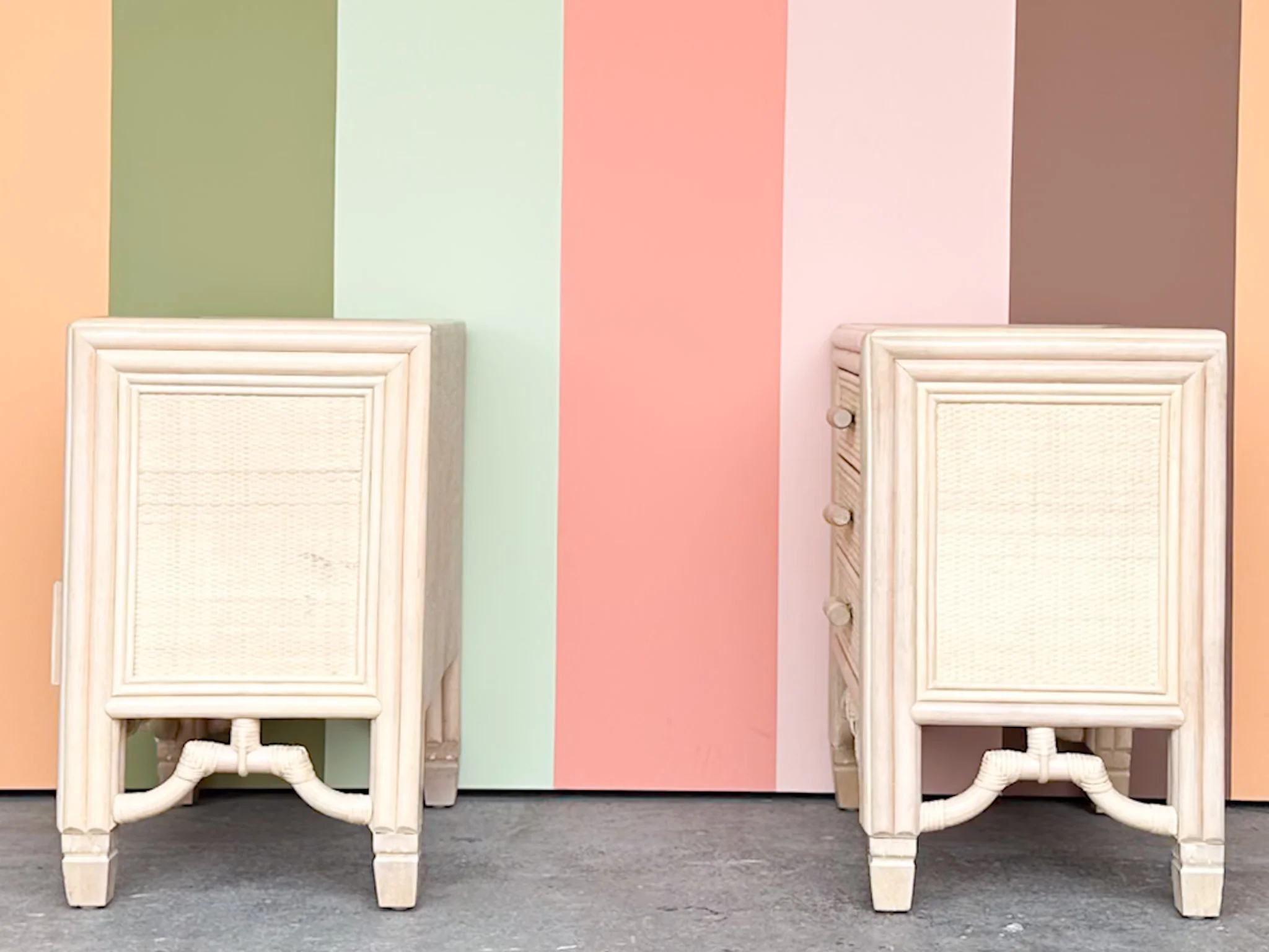 Pair of Coastal Rattan Nightstands - Image 4