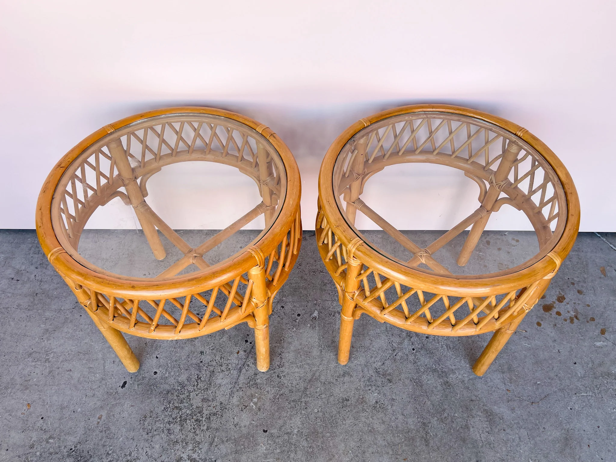 Pair of Ficks Reed Rattan Side Tables - Image 2