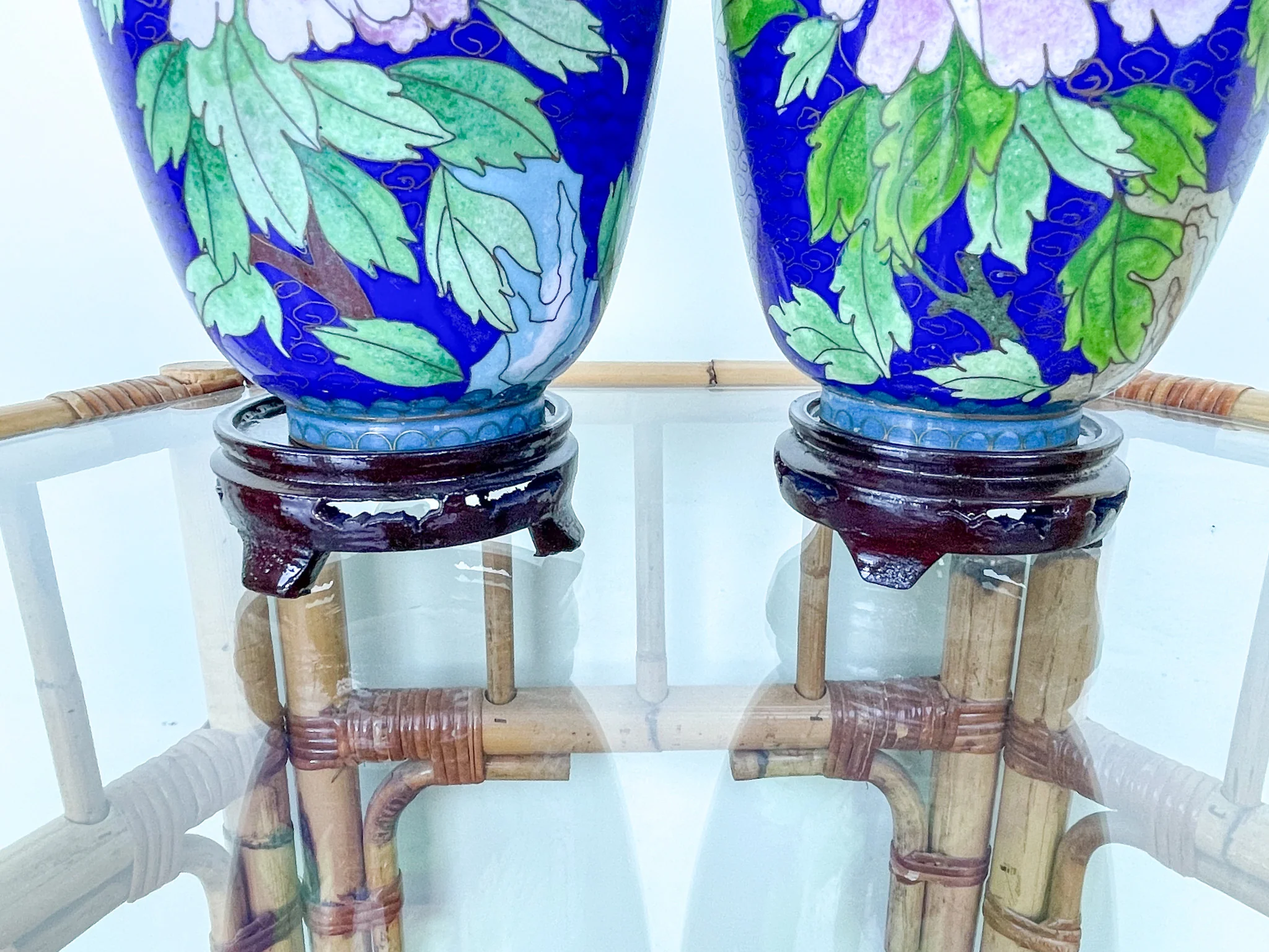 Pair of Floral Cloisonné Vases - Image 7