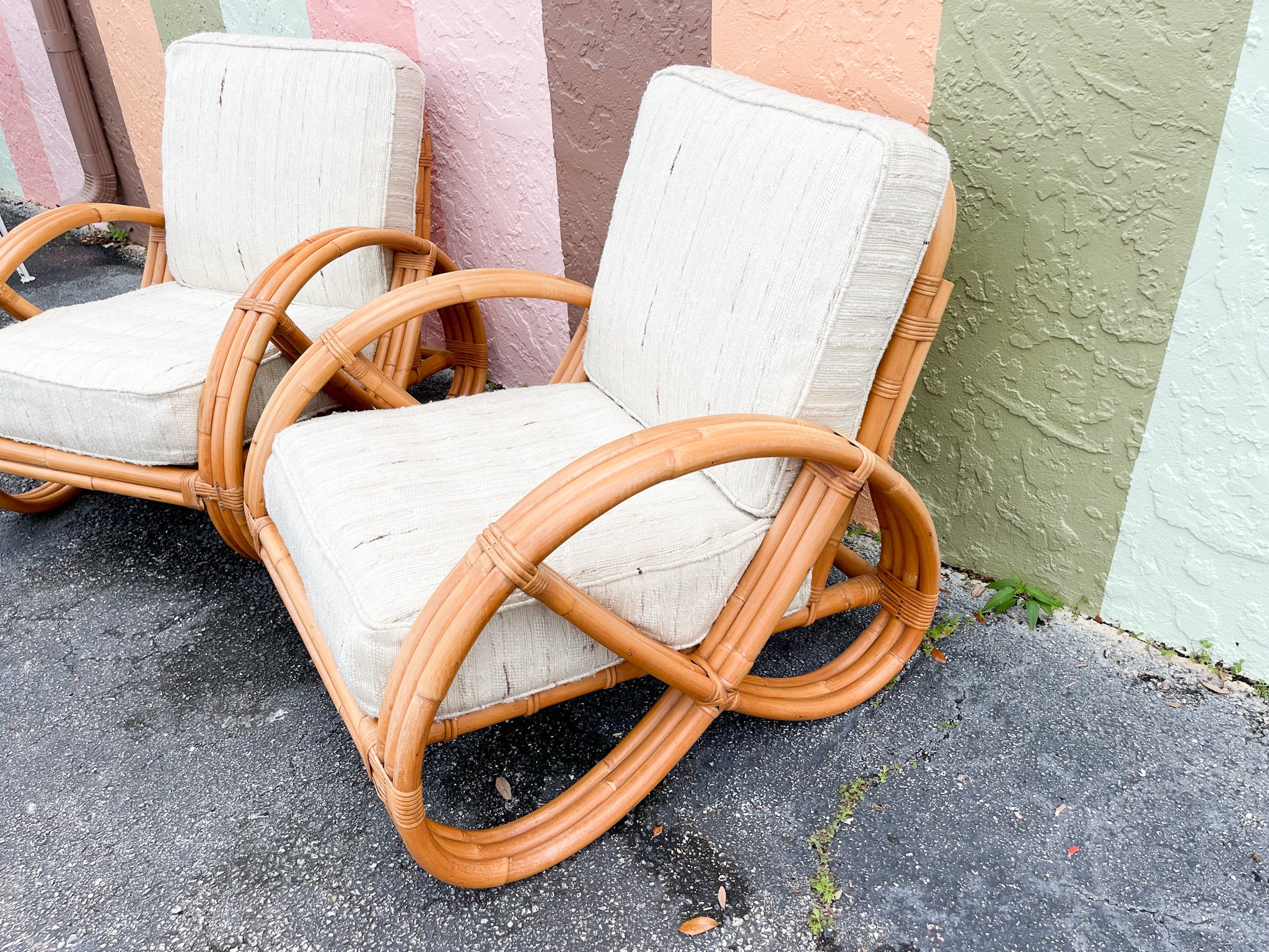 Pair of Frankl Style Rattan Pretzel Chairs - Image 3