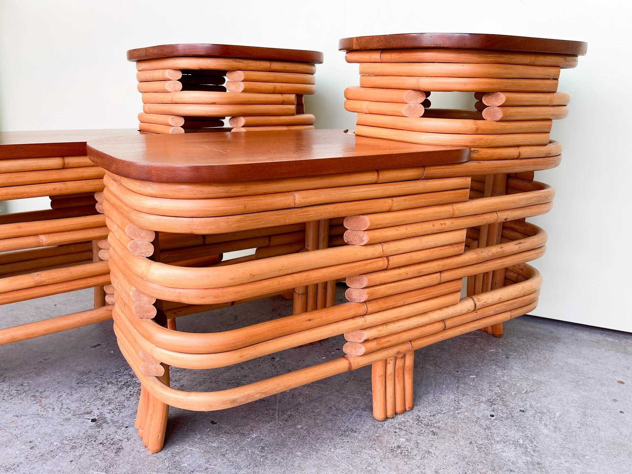 Pair of Frankl Style Rattan Side Tables - Image 2