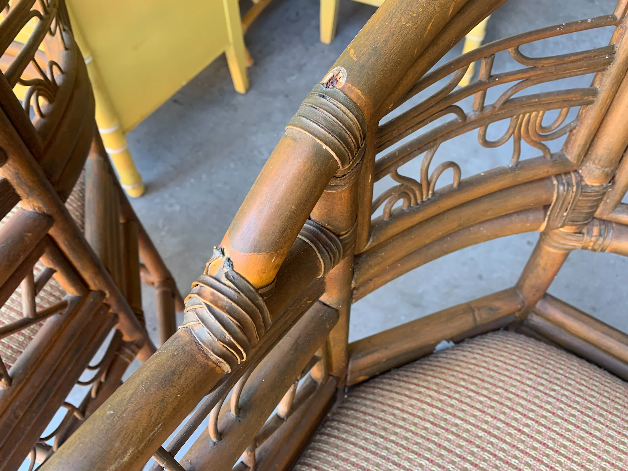 Pair of French Style Chinoiserie Rattan Chairs - Image 2