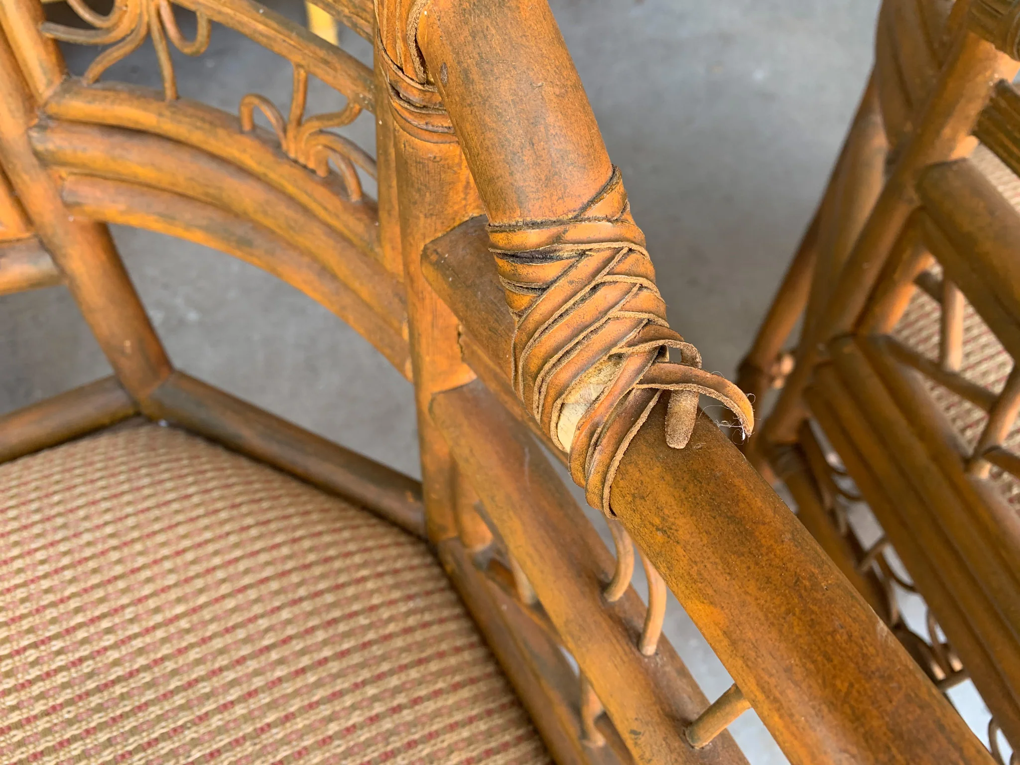 Pair of French Style Chinoiserie Rattan Chairs - Image 3