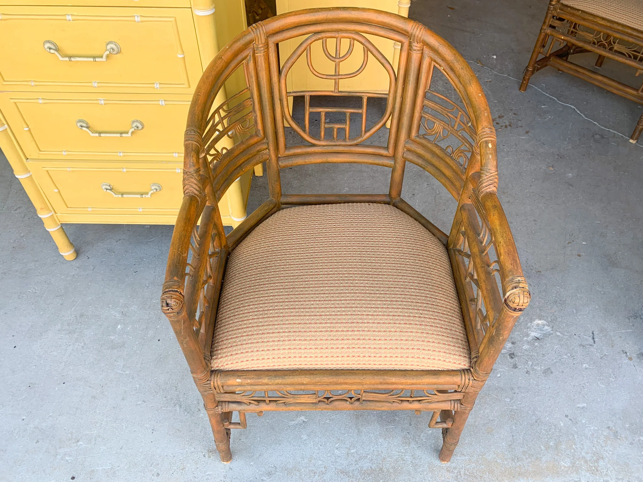 Pair of French Style Chinoiserie Rattan Chairs - Image 5