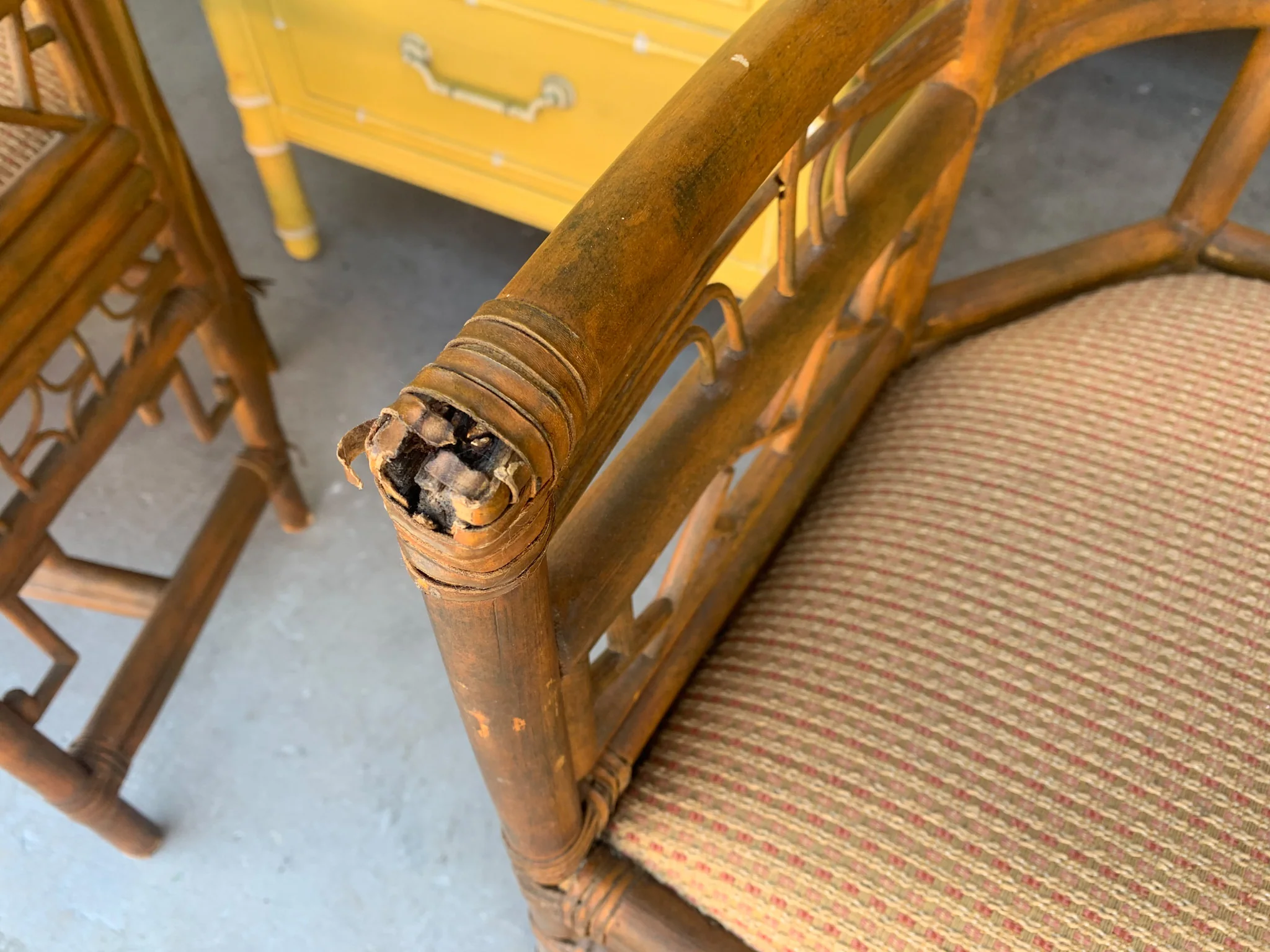 Pair of French Style Chinoiserie Rattan Chairs - Image 6