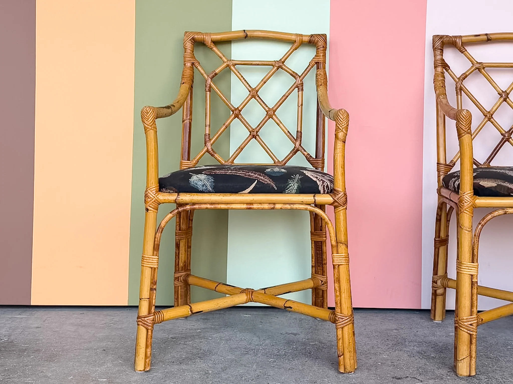 Pair of Fretwork Rattan Chairs - Image 7
