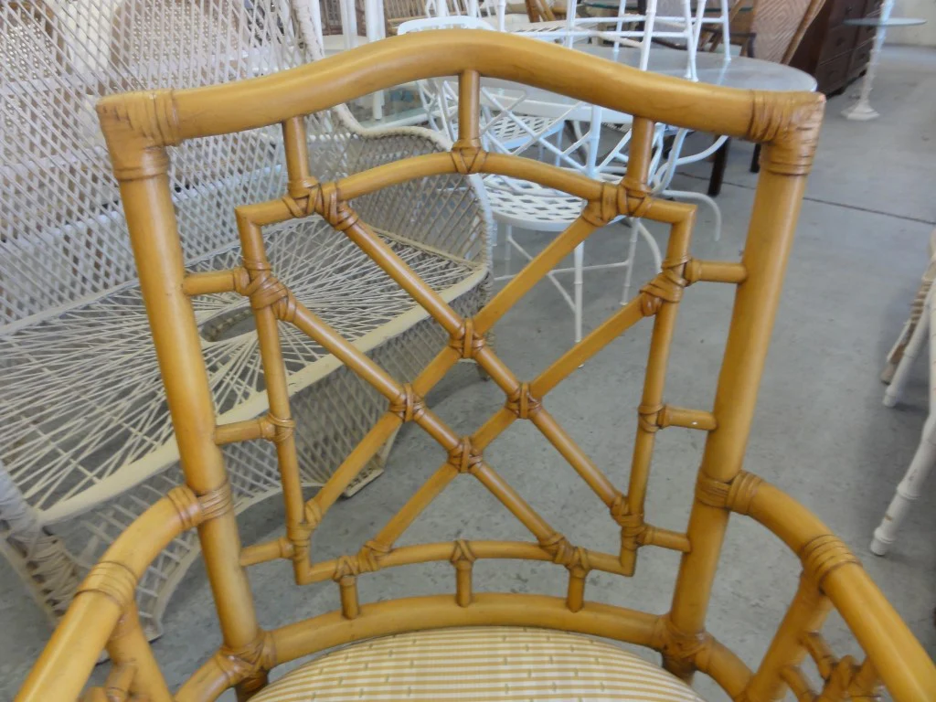 Pair of Fretwork Rattan Arm Chairs - Image 3