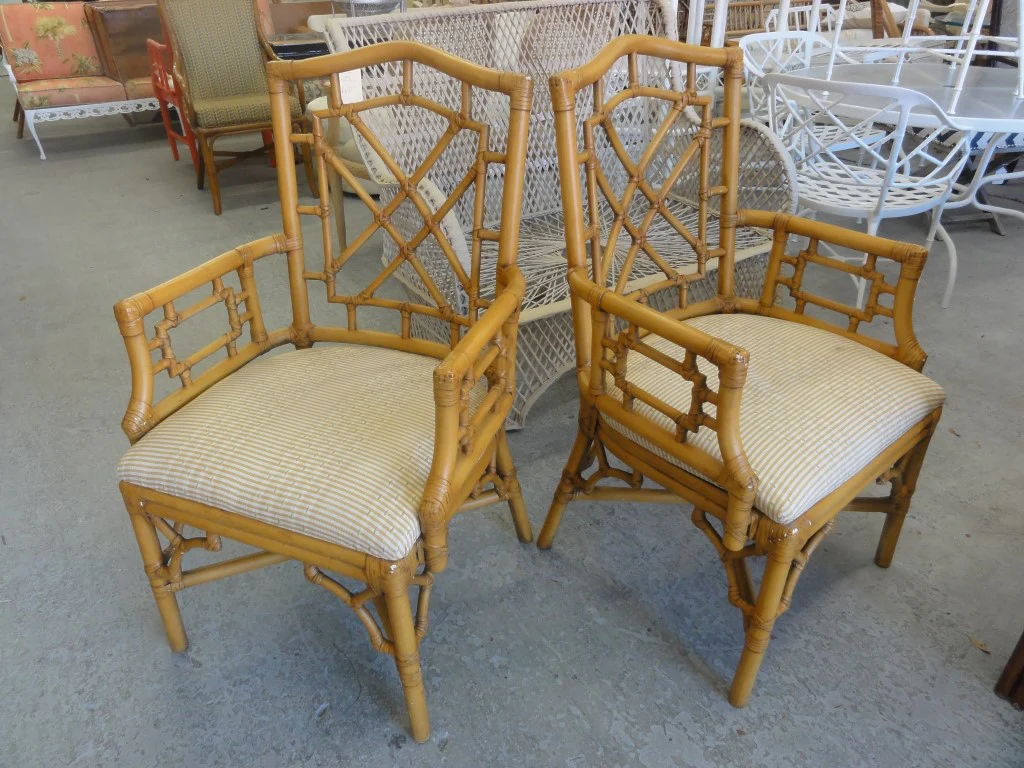 Pair of Fretwork Rattan Arm Chairs - Image 5
