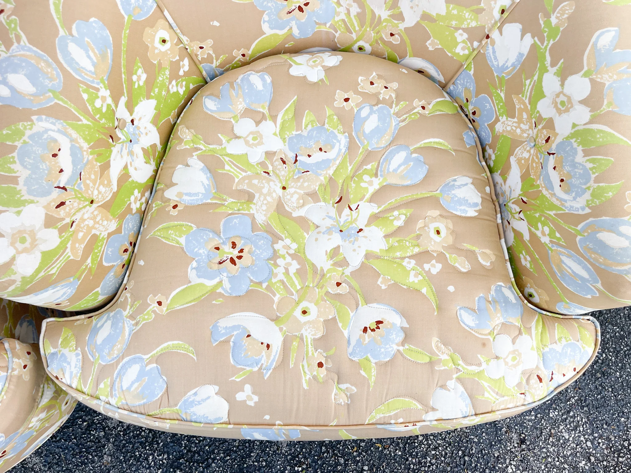 Pair of Granny Chic Upholstered Swivel Chairs - Image 8