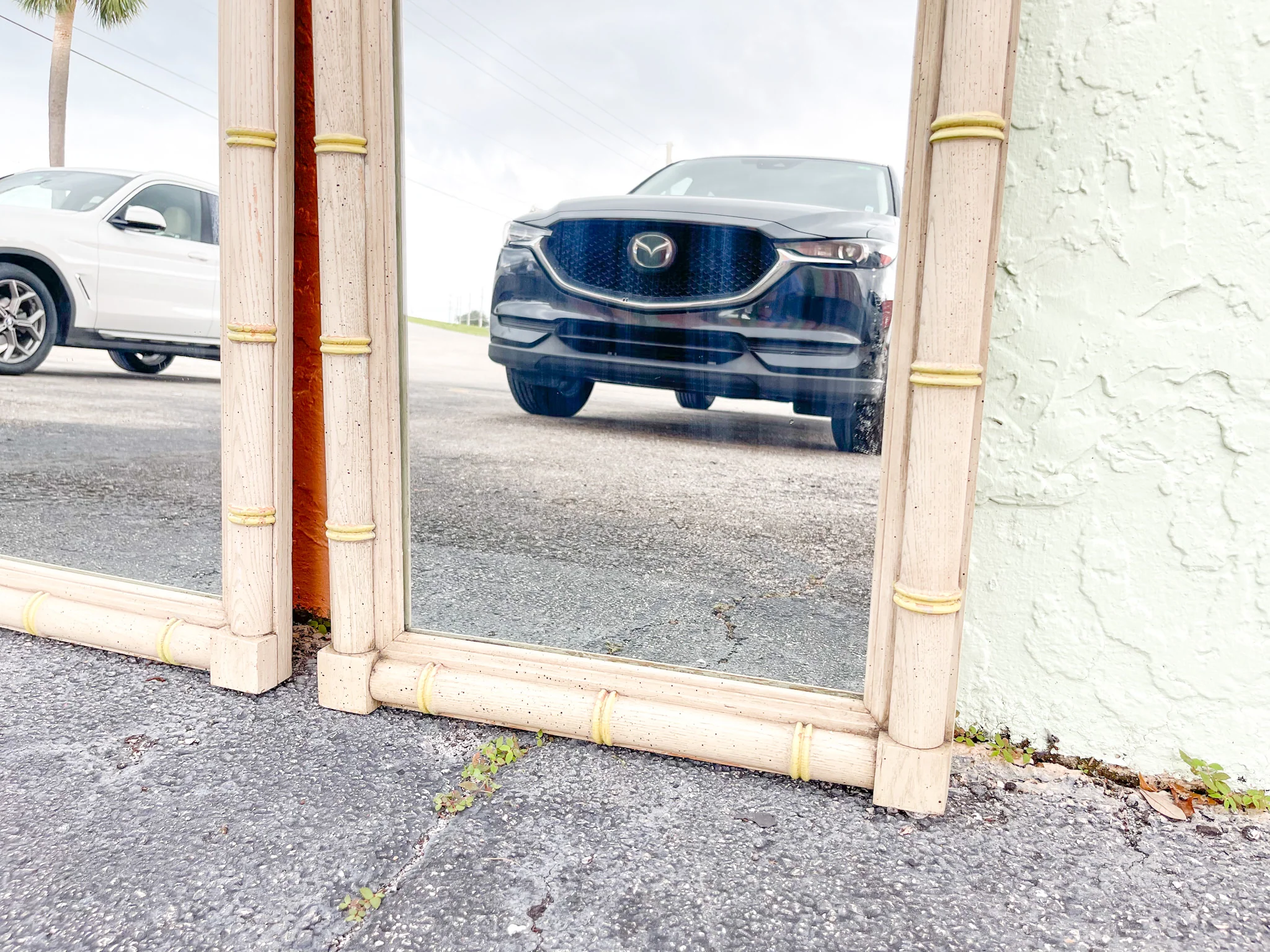 Pair of Greek Key Faux Bamboo Mirrors - Image 7