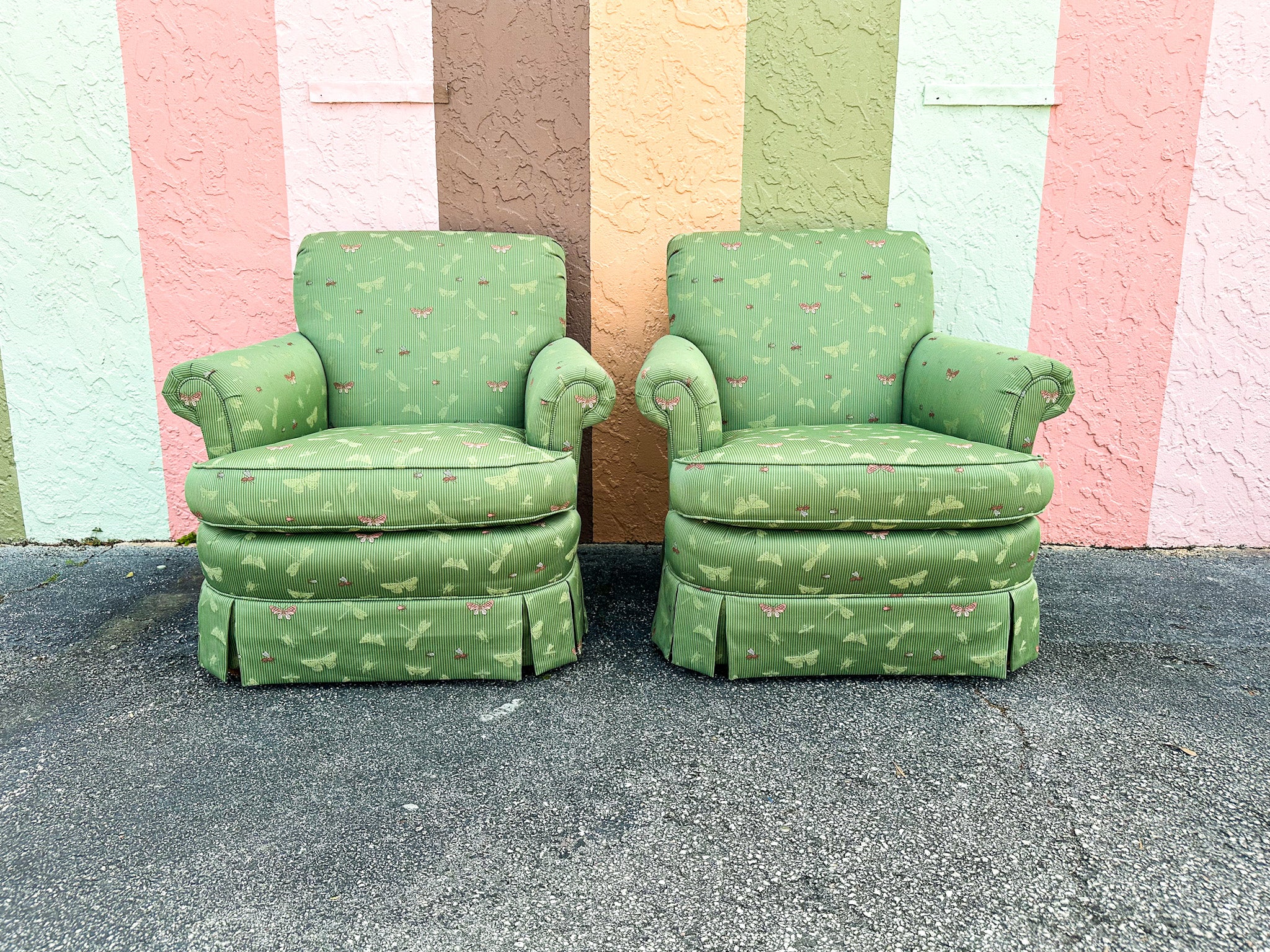 Pair of Green Butterfly Upholstered Chairs - Image 11